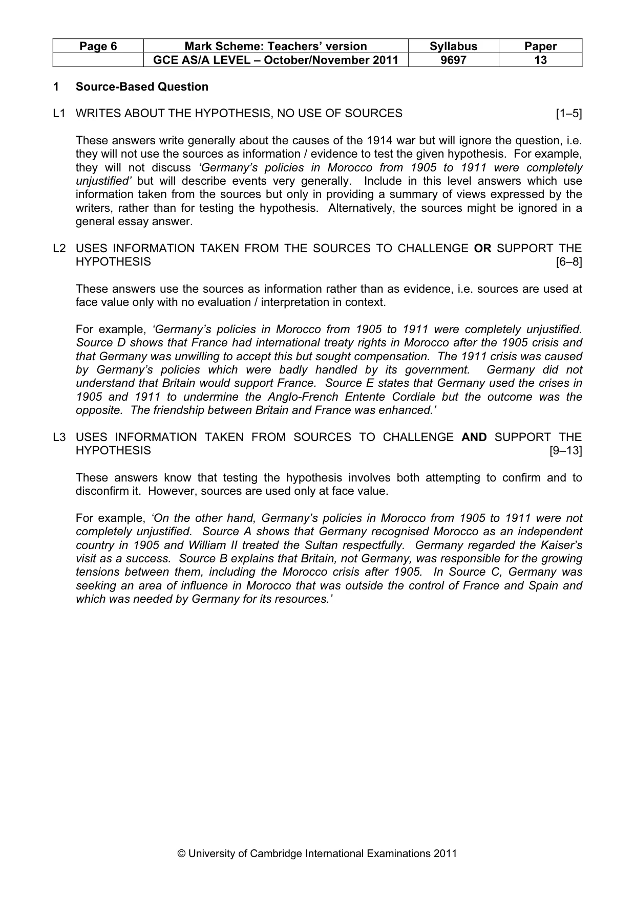 Mark scheme, page 6 of 12