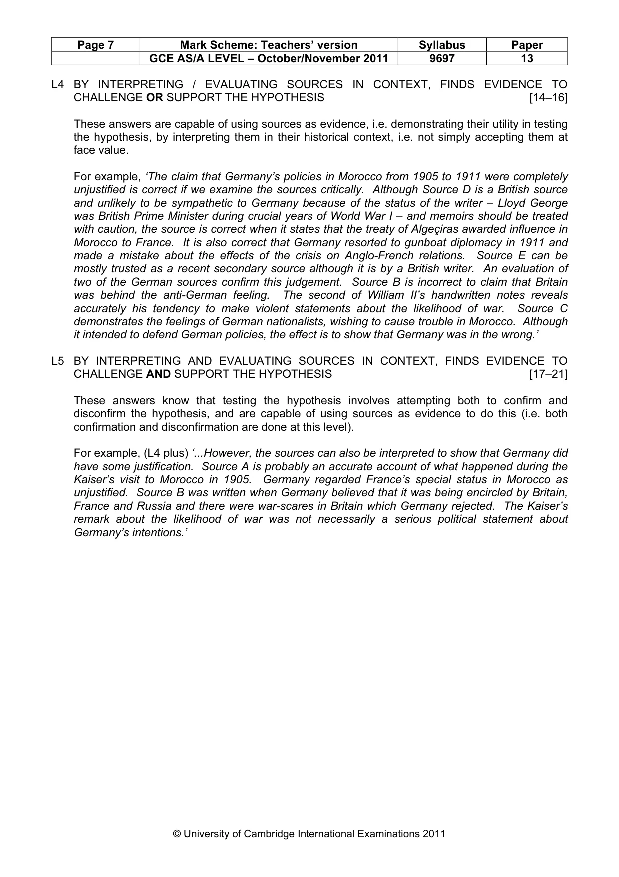 Mark scheme, page 7 of 12