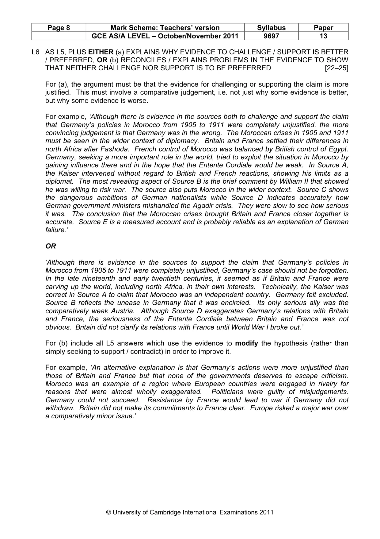 Mark scheme, page 8 of 12