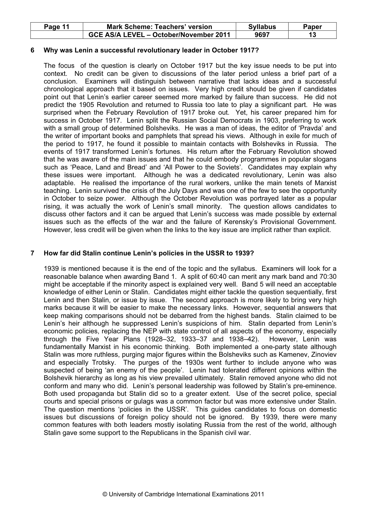 Mark scheme, page 11 of 12