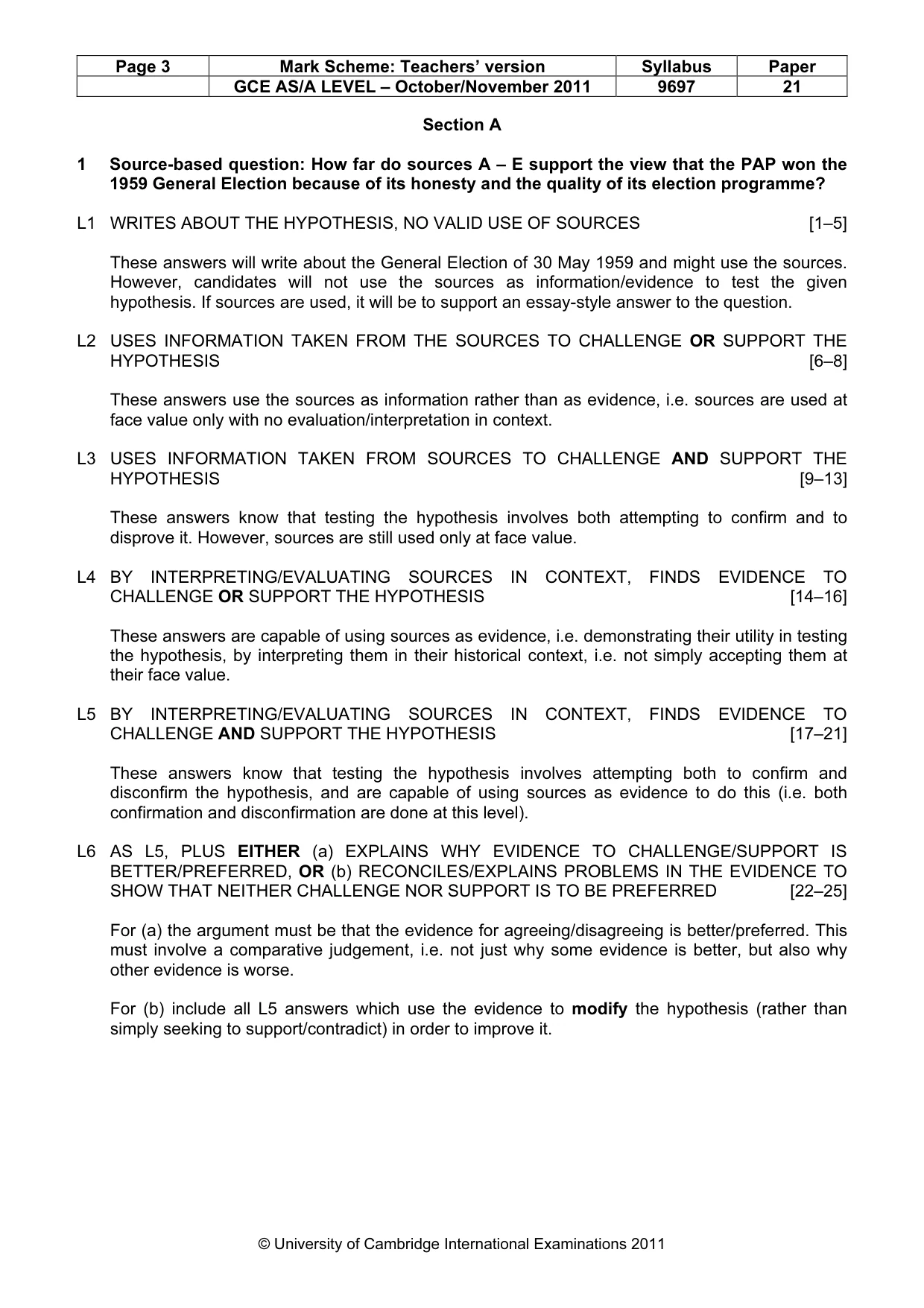 Mark scheme, page 3 of 7