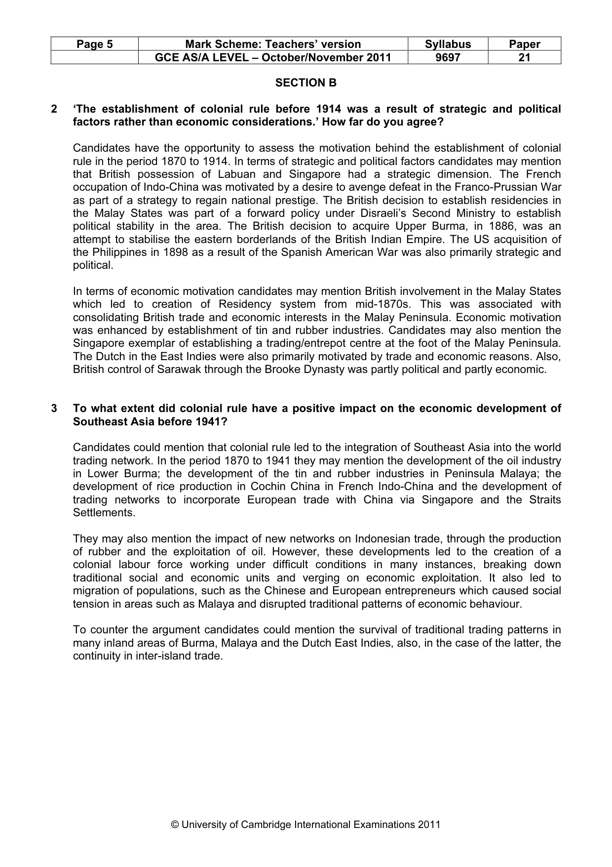 Mark scheme, page 5 of 7