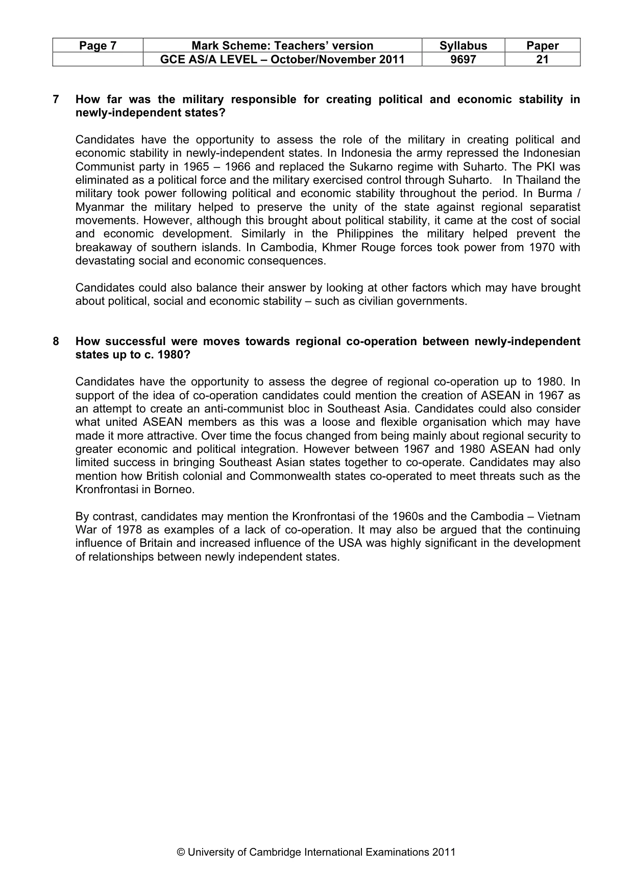 Mark scheme, page 7 of 7