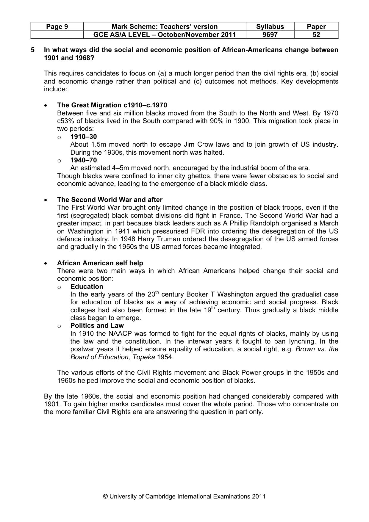 Mark scheme, page 9 of 12