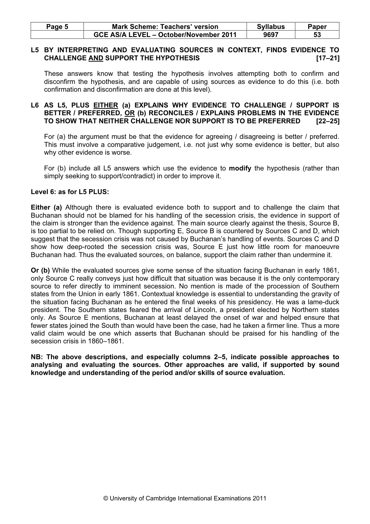 Mark scheme, page 5 of 11