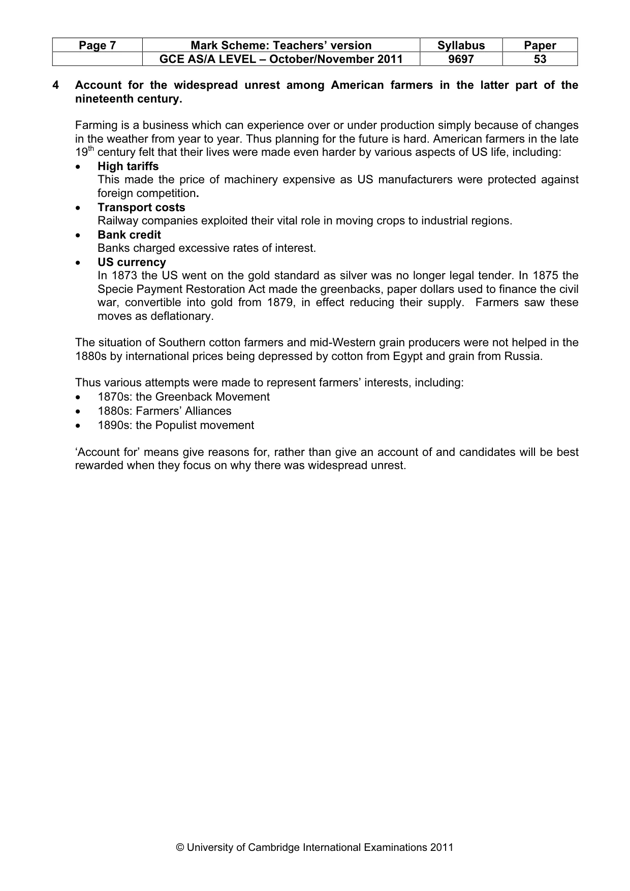 Mark scheme, page 7 of 11