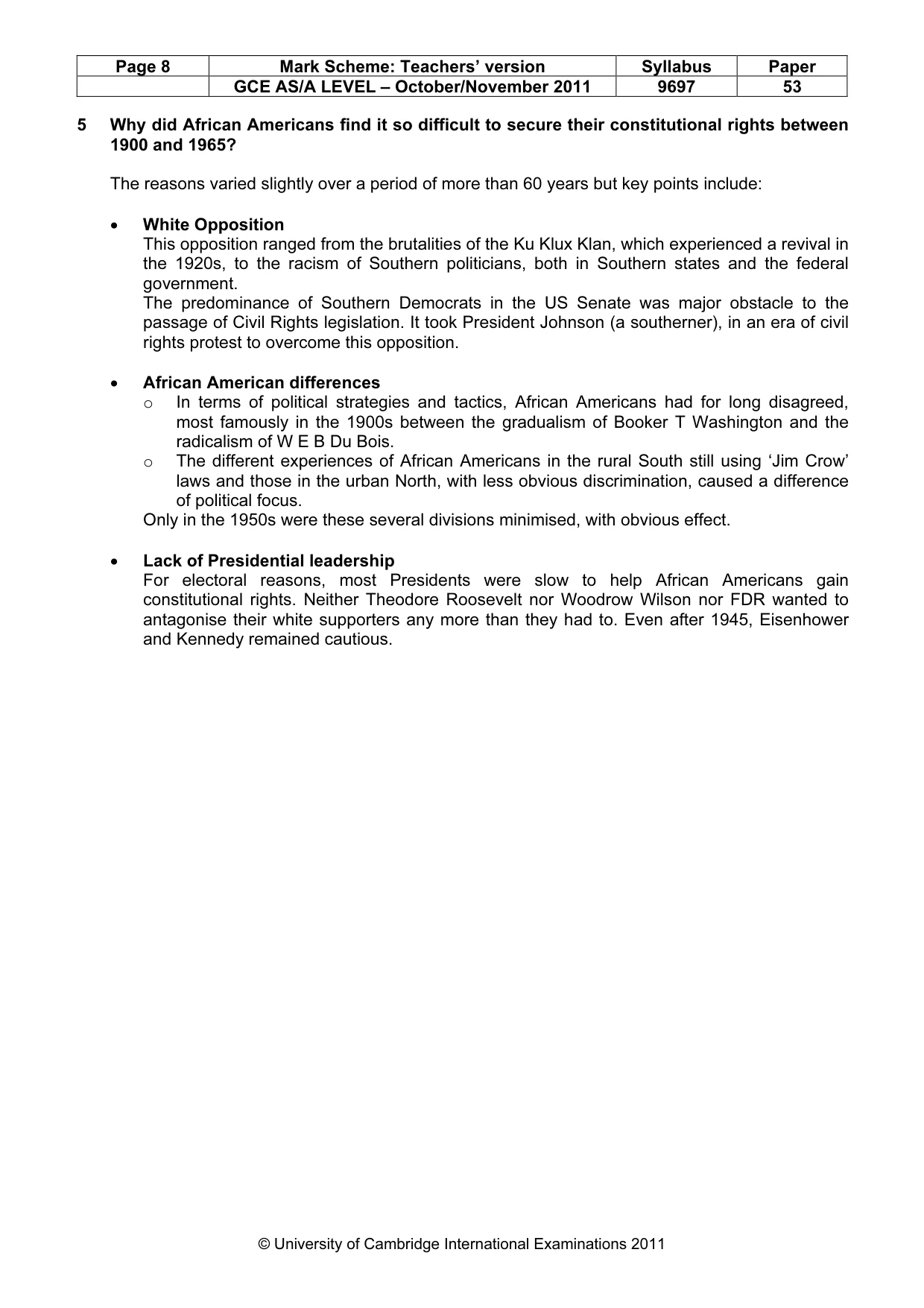 Mark scheme, page 8 of 11