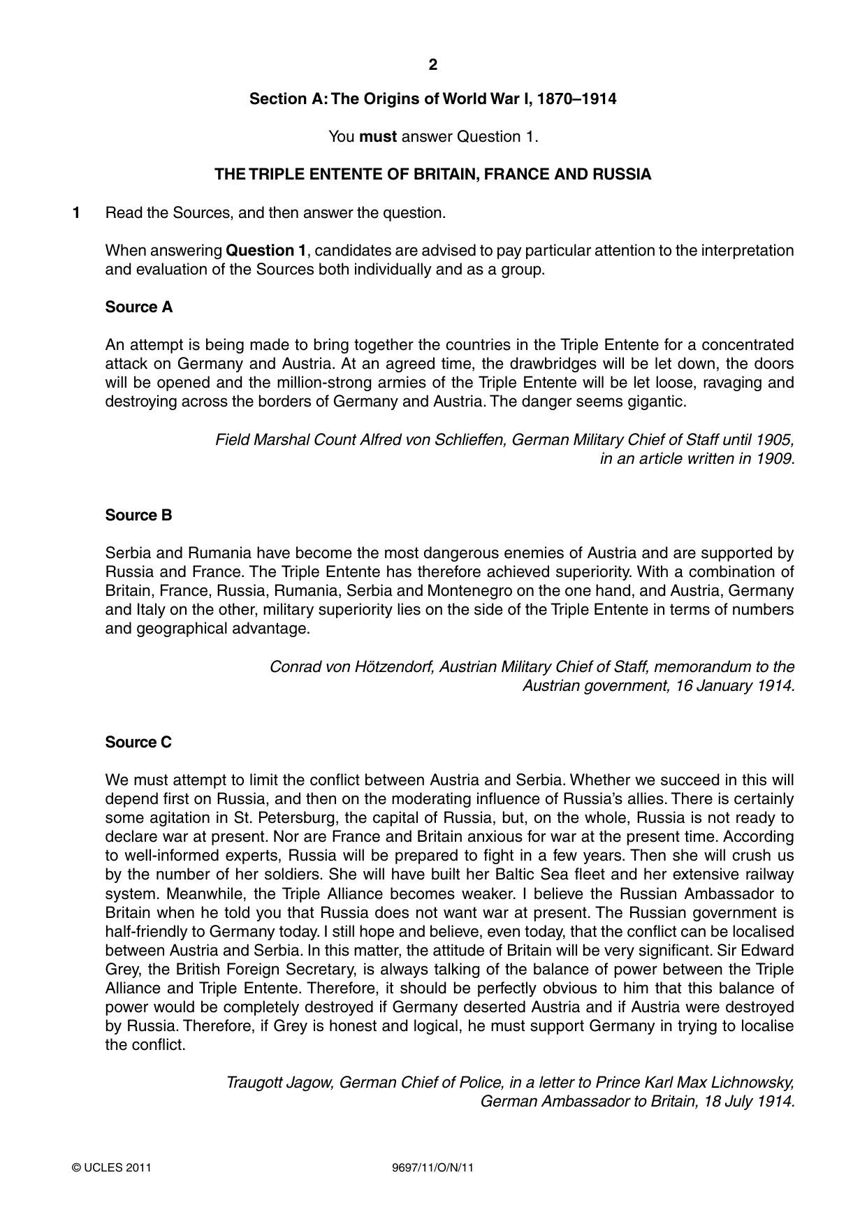 Cambridge A Level History (pre-2015) 9697 2011 Oct/Nov Paper 1 · Variant 1 question paper, page 2 of 4