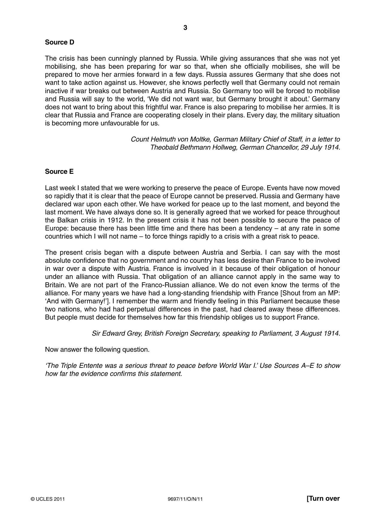 Cambridge A Level History (pre-2015) 9697 2011 Oct/Nov Paper 1 · Variant 1 question paper, page 3 of 4