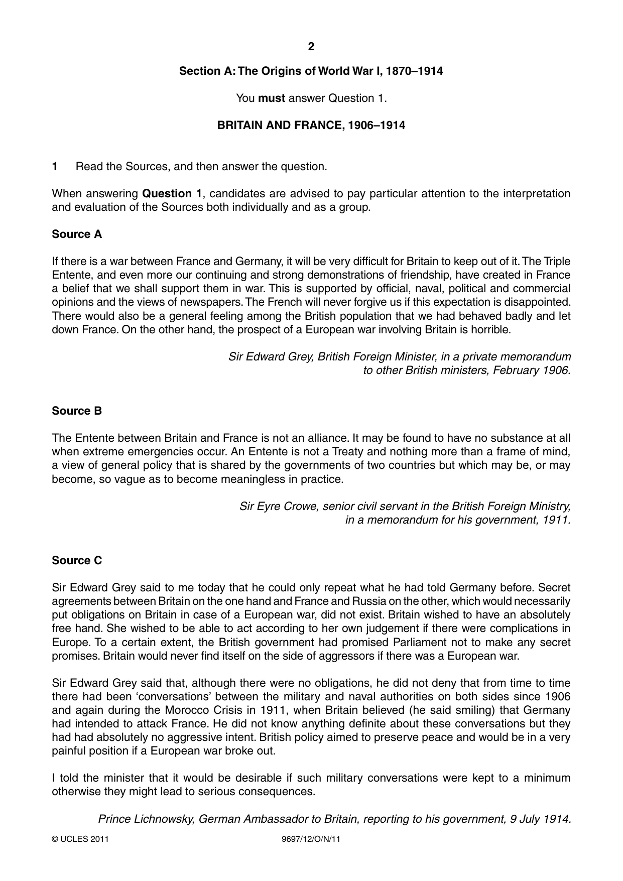 Cambridge A Level History (pre-2015) 9697 2011 Oct/Nov Paper 1 · Variant 2 question paper, page 2 of 4