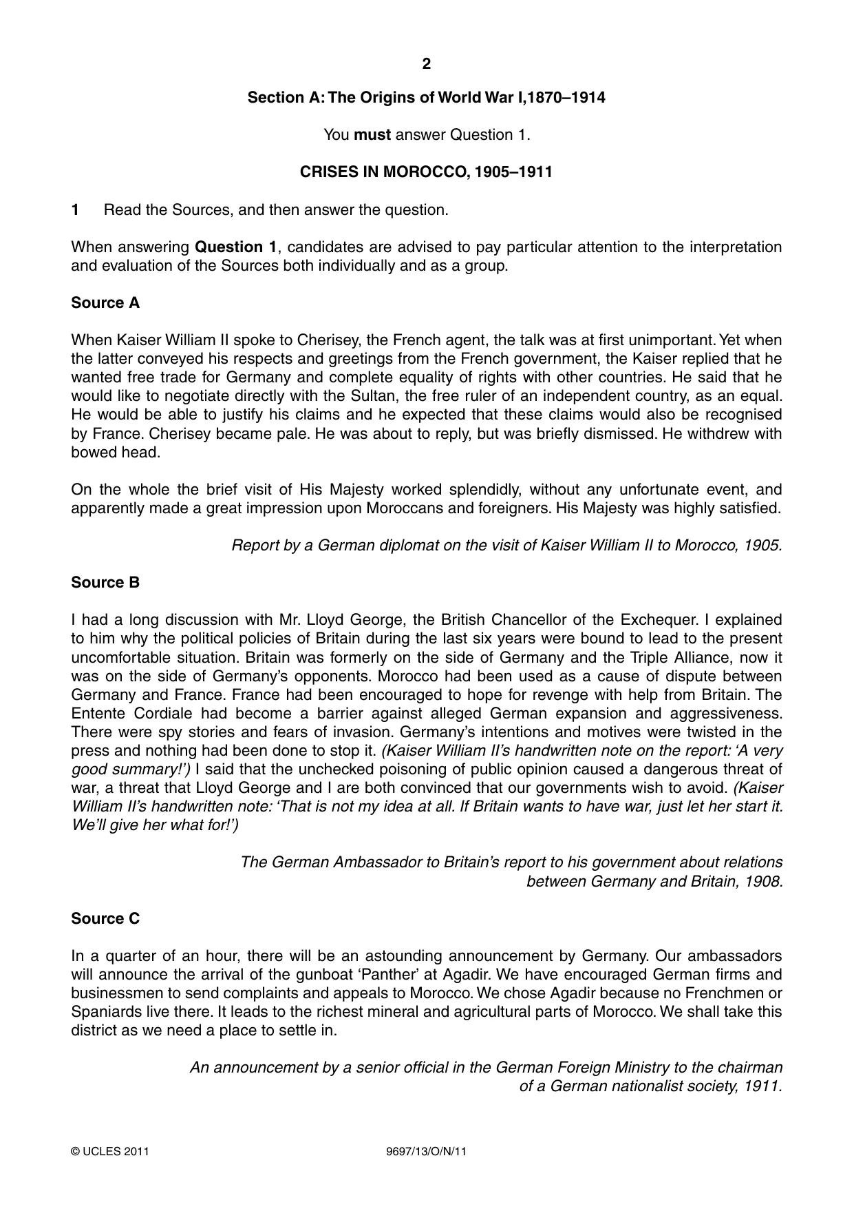 Cambridge A Level History (pre-2015) 9697 2011 Oct/Nov Paper 1 · Variant 3 question paper, page 2 of 4