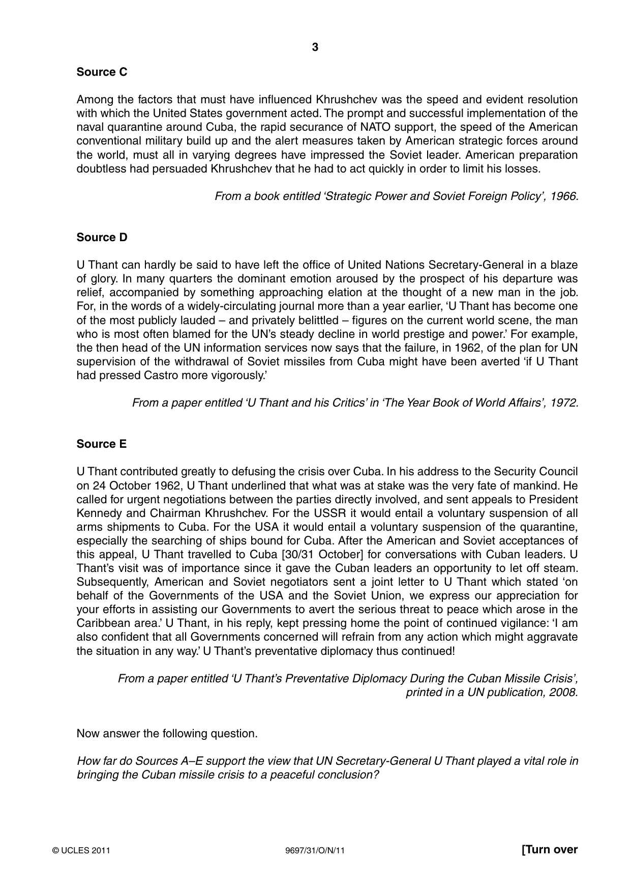 Cambridge A Level History (pre-2015) 9697 2011 Oct/Nov Paper 3 · Variant 1 question paper, page 3 of 4