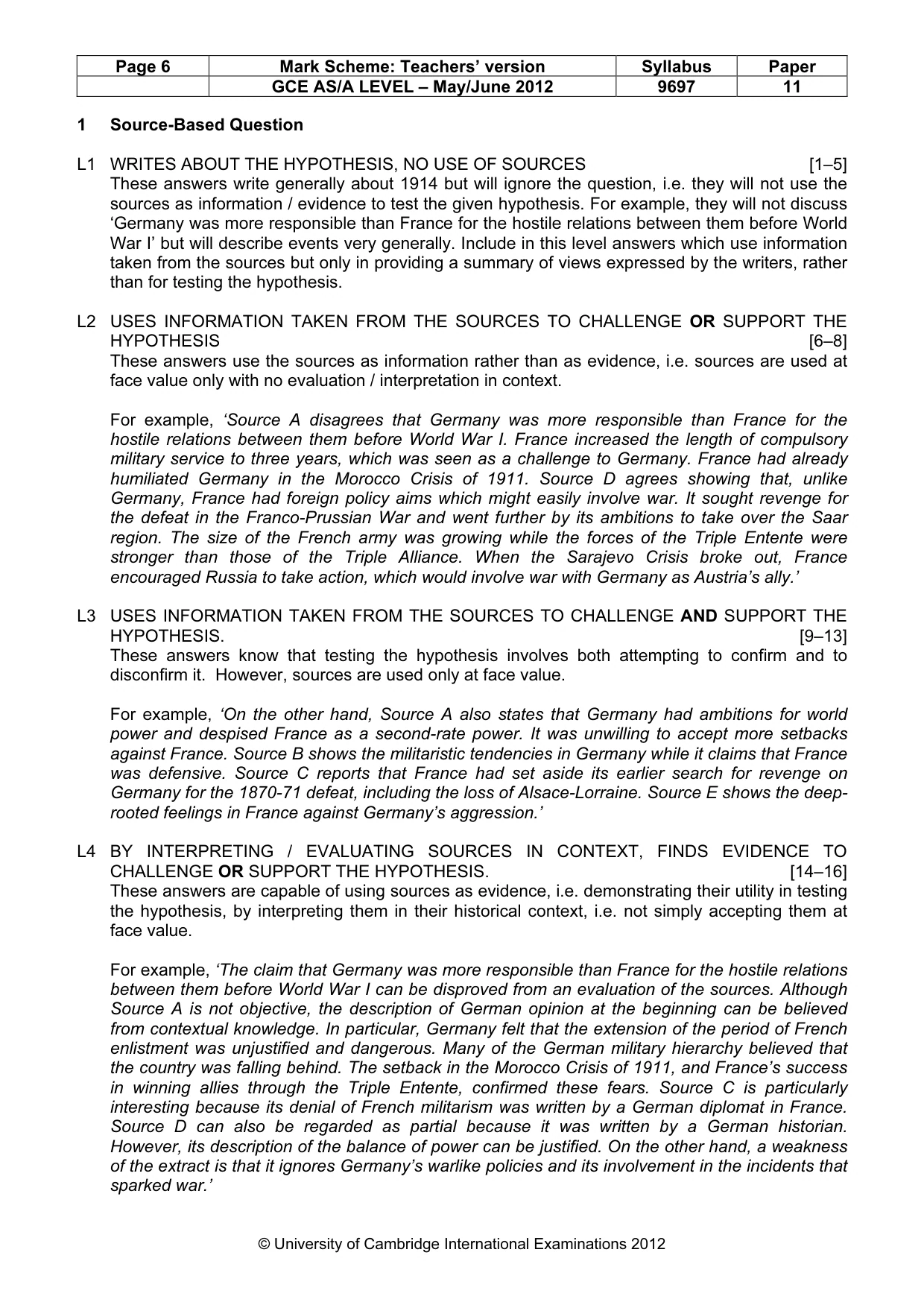 Mark scheme, page 6 of 11
