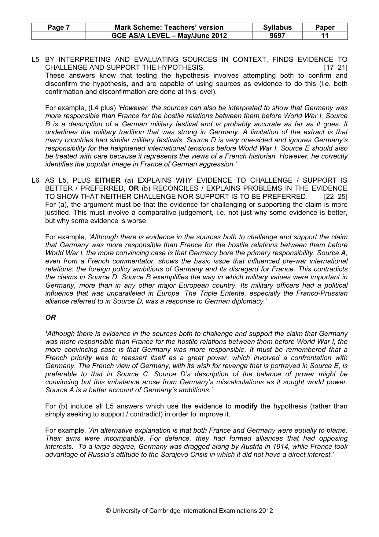 Mark scheme, page 7 of 11
