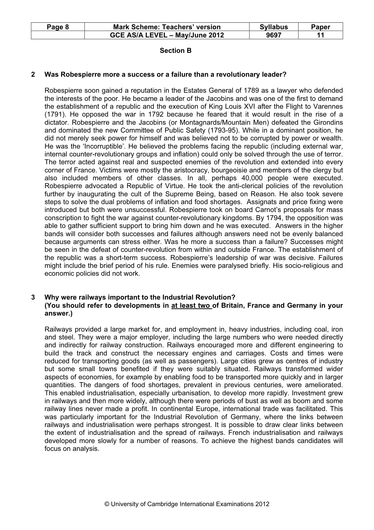 Mark scheme, page 8 of 11