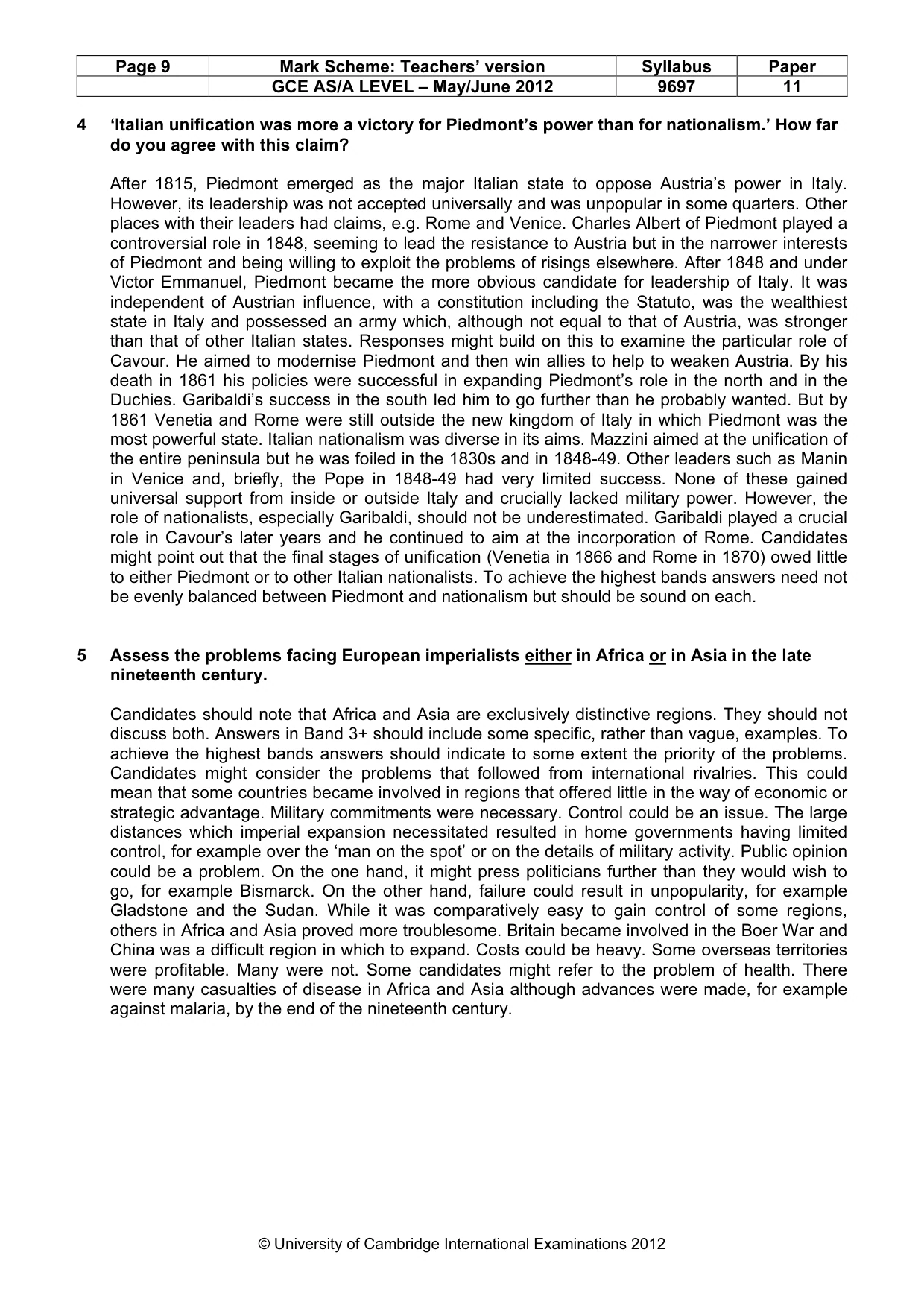 Mark scheme, page 9 of 11