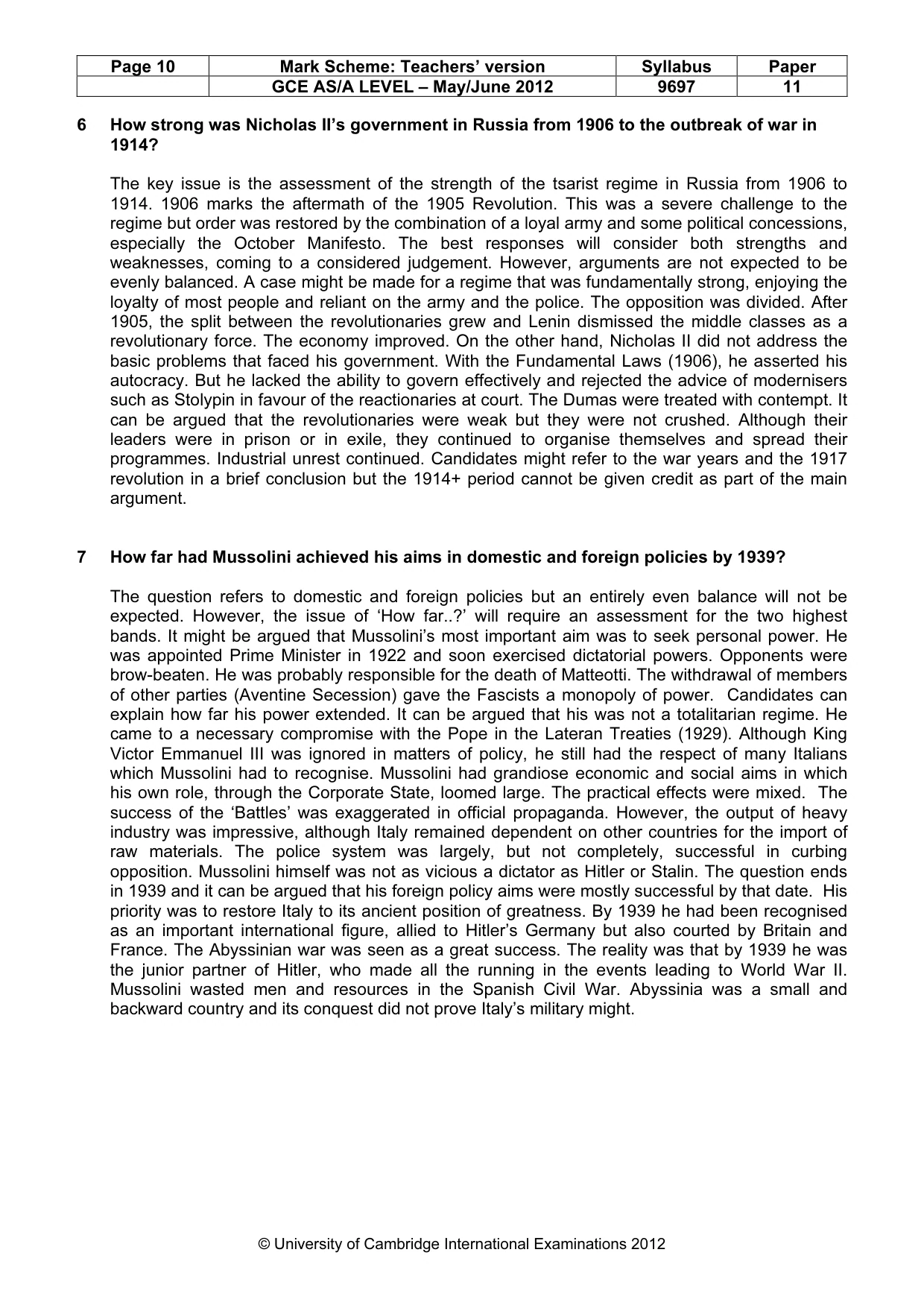 Mark scheme, page 10 of 11