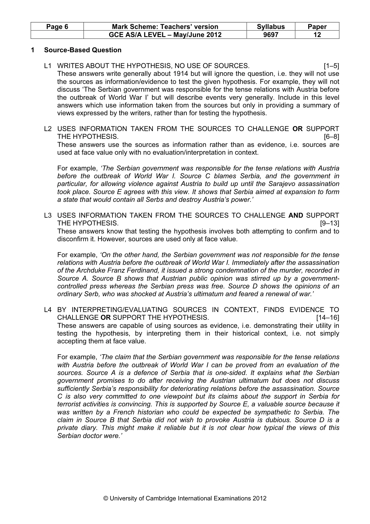 Mark scheme, page 6 of 11