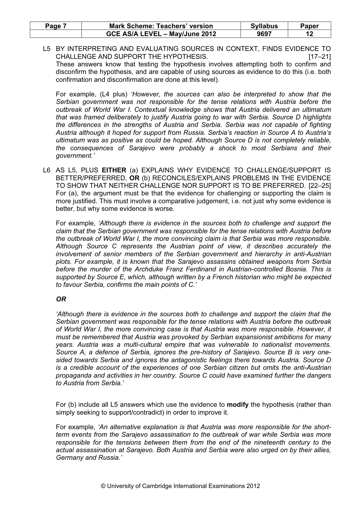 Mark scheme, page 7 of 11