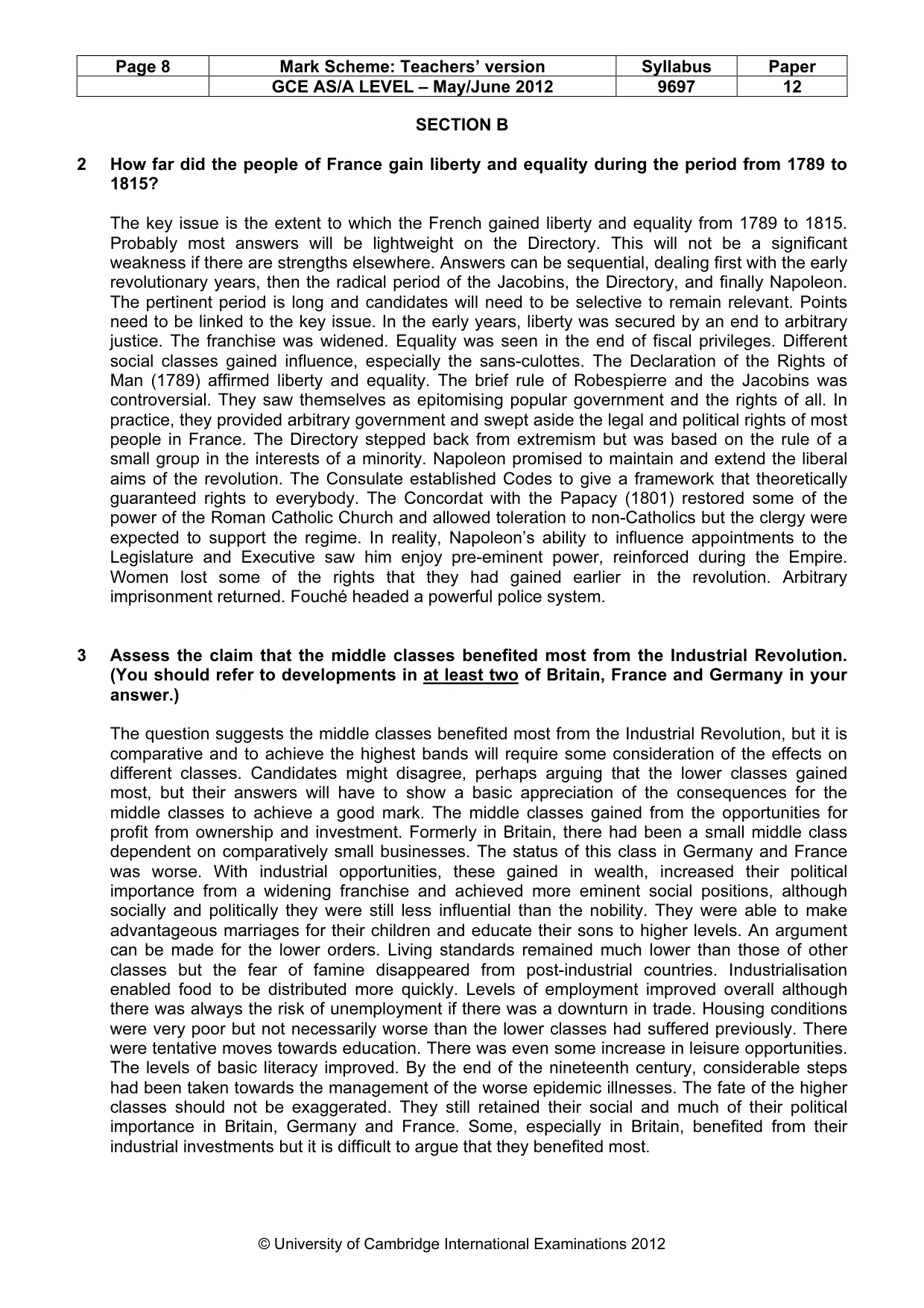 Mark scheme, page 8 of 11