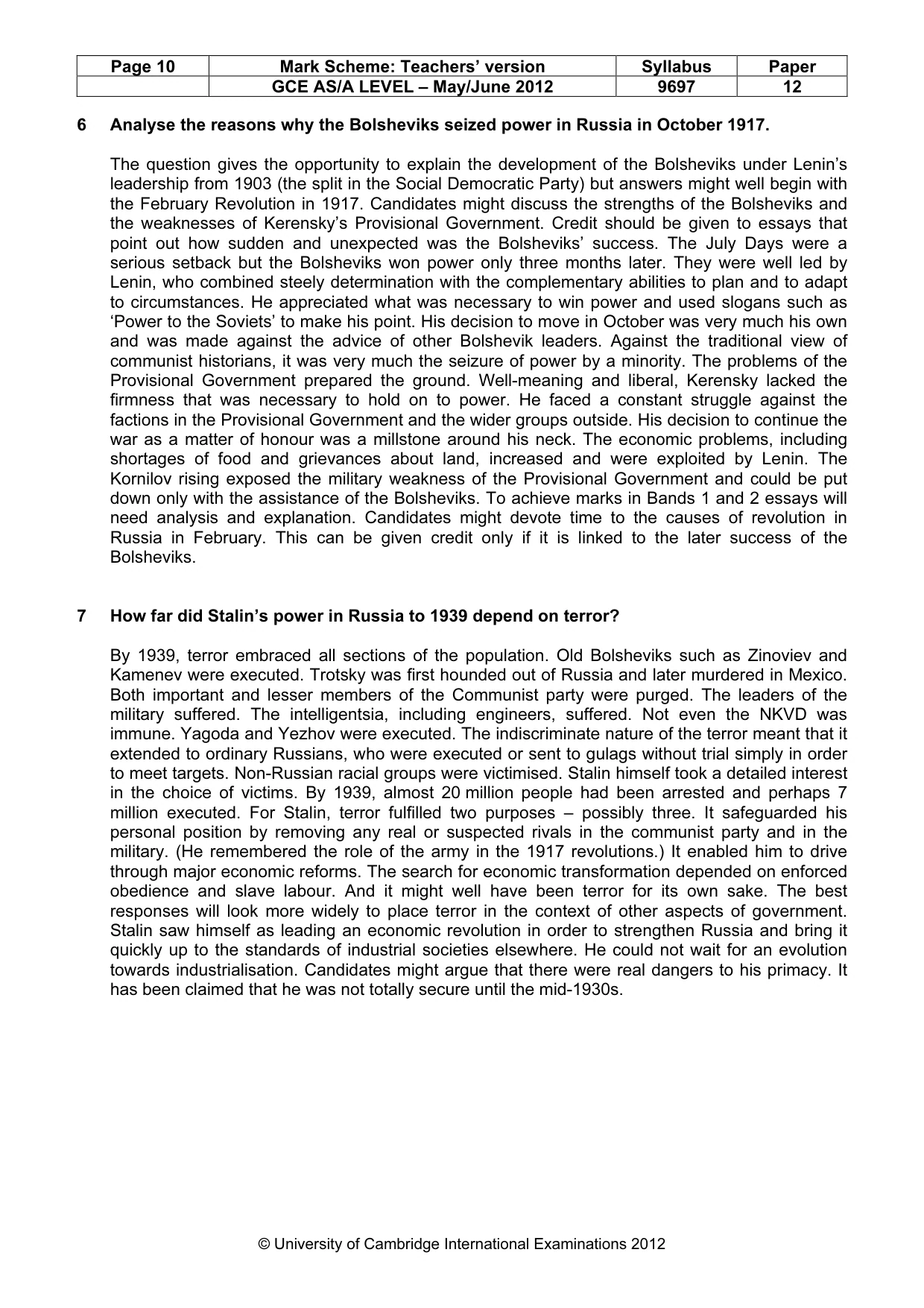 Mark scheme, page 10 of 11