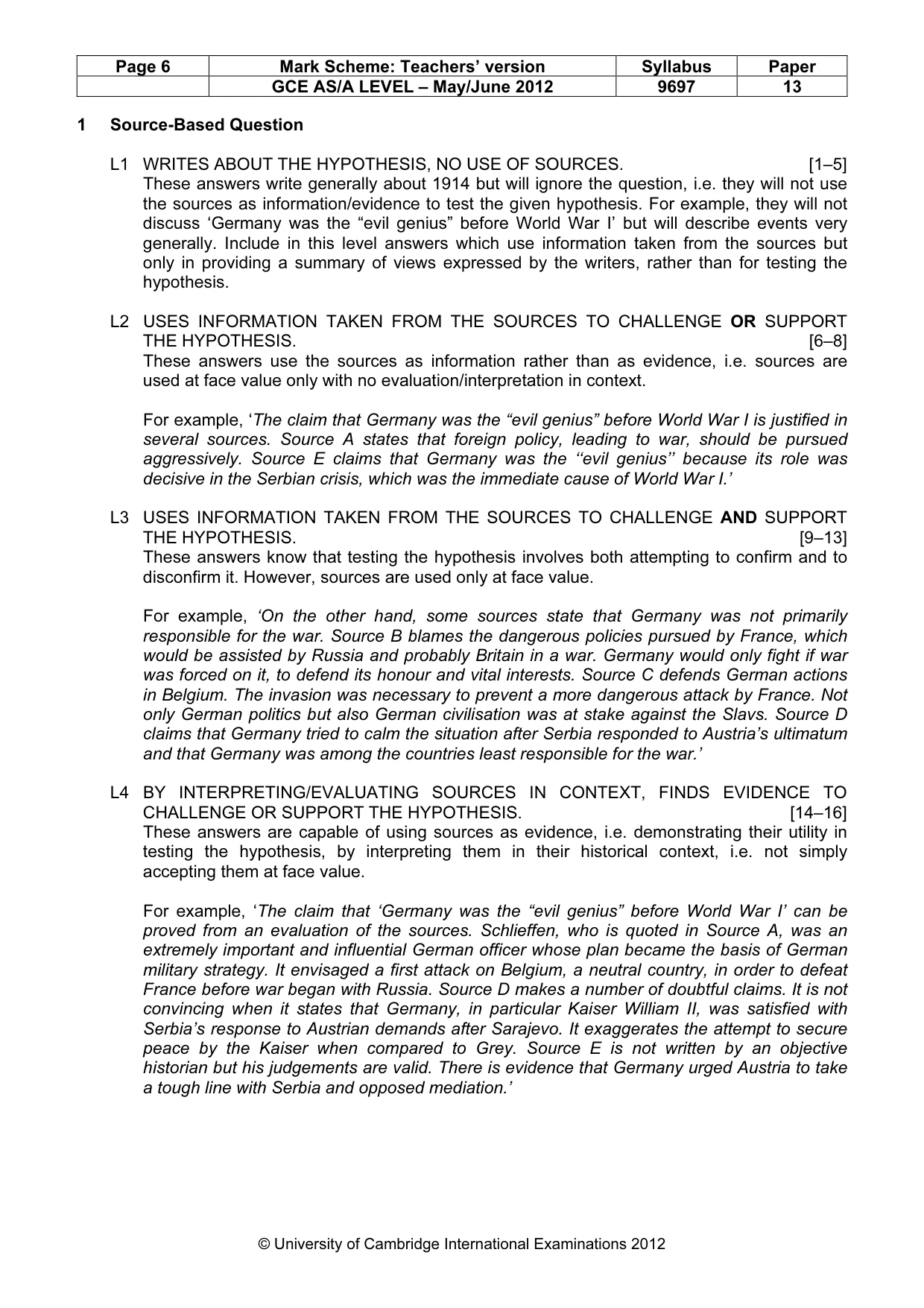 Mark scheme, page 6 of 11