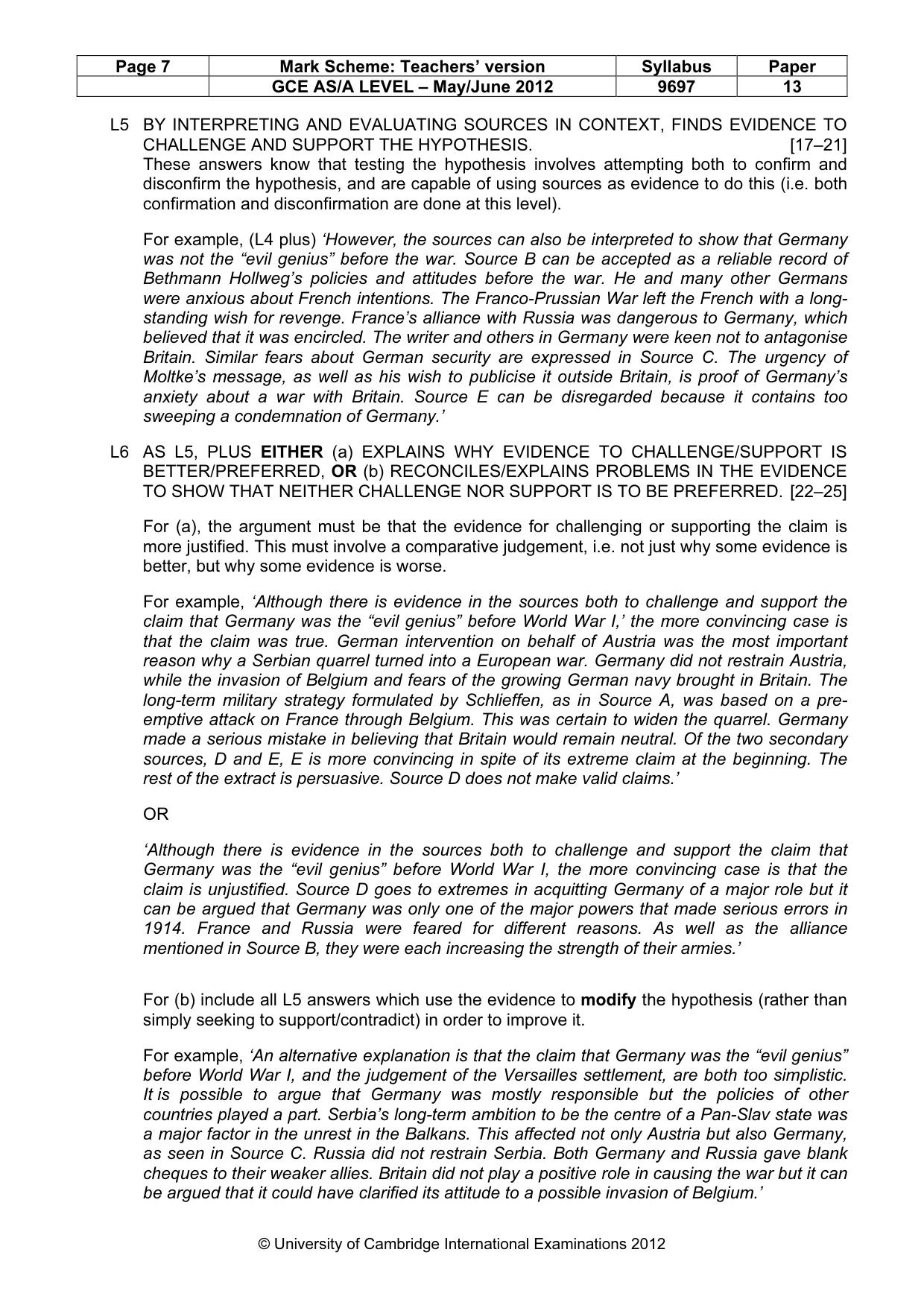 Mark scheme, page 7 of 11