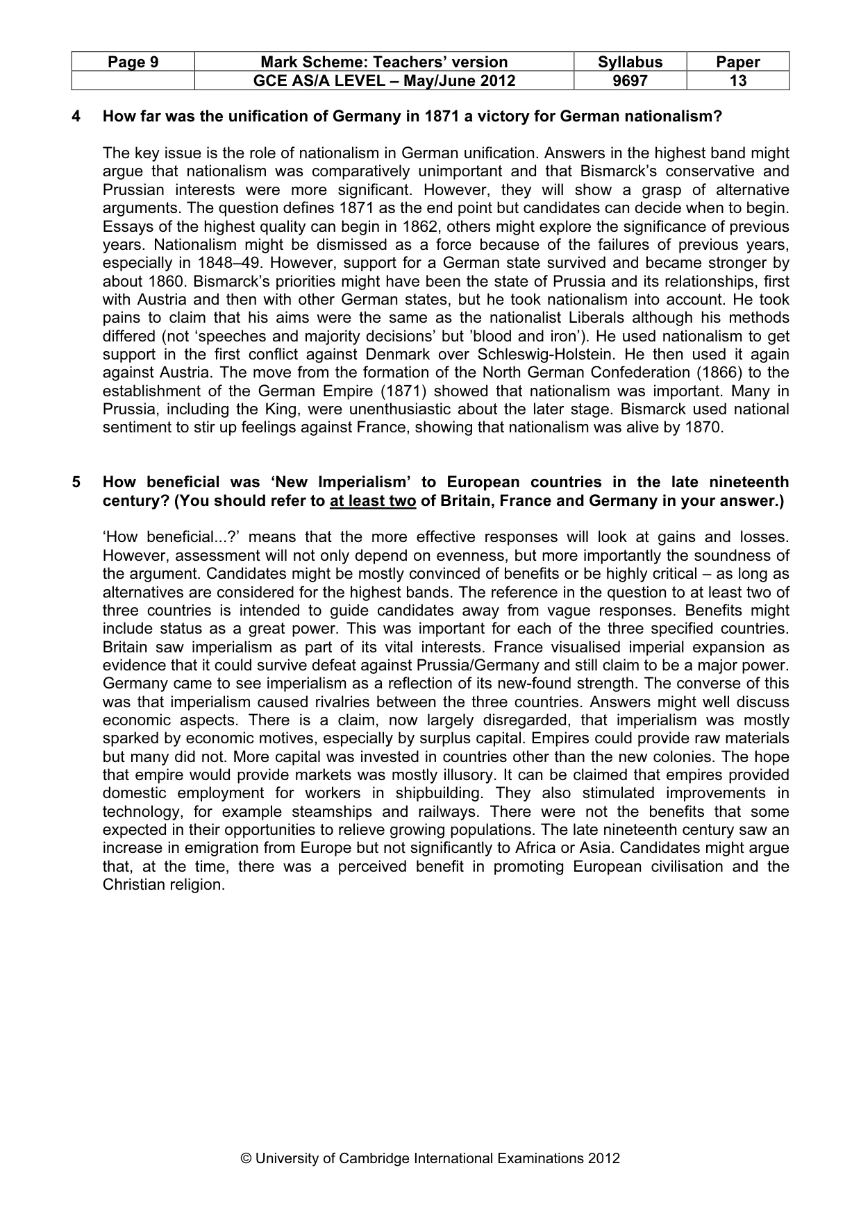 Mark scheme, page 9 of 11