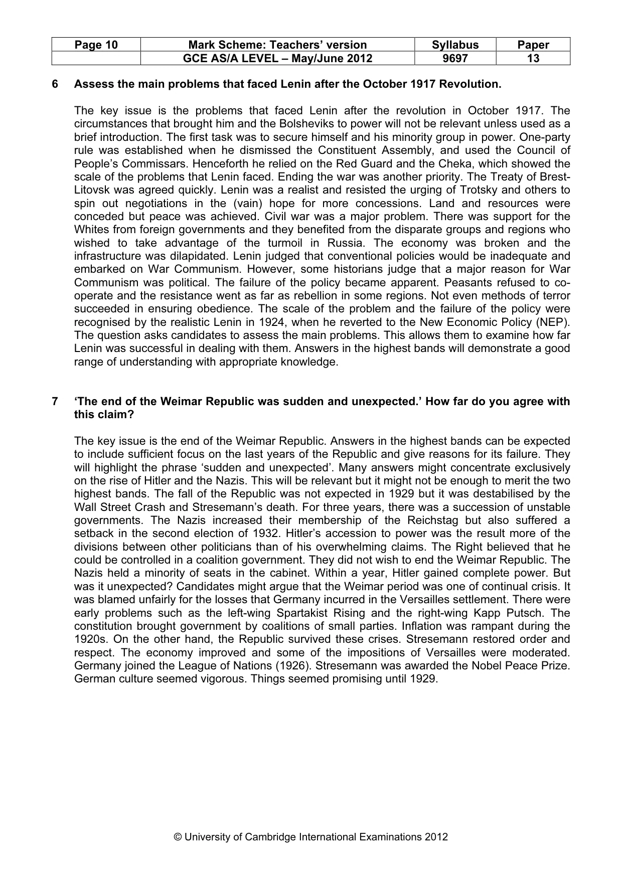 Mark scheme, page 10 of 11