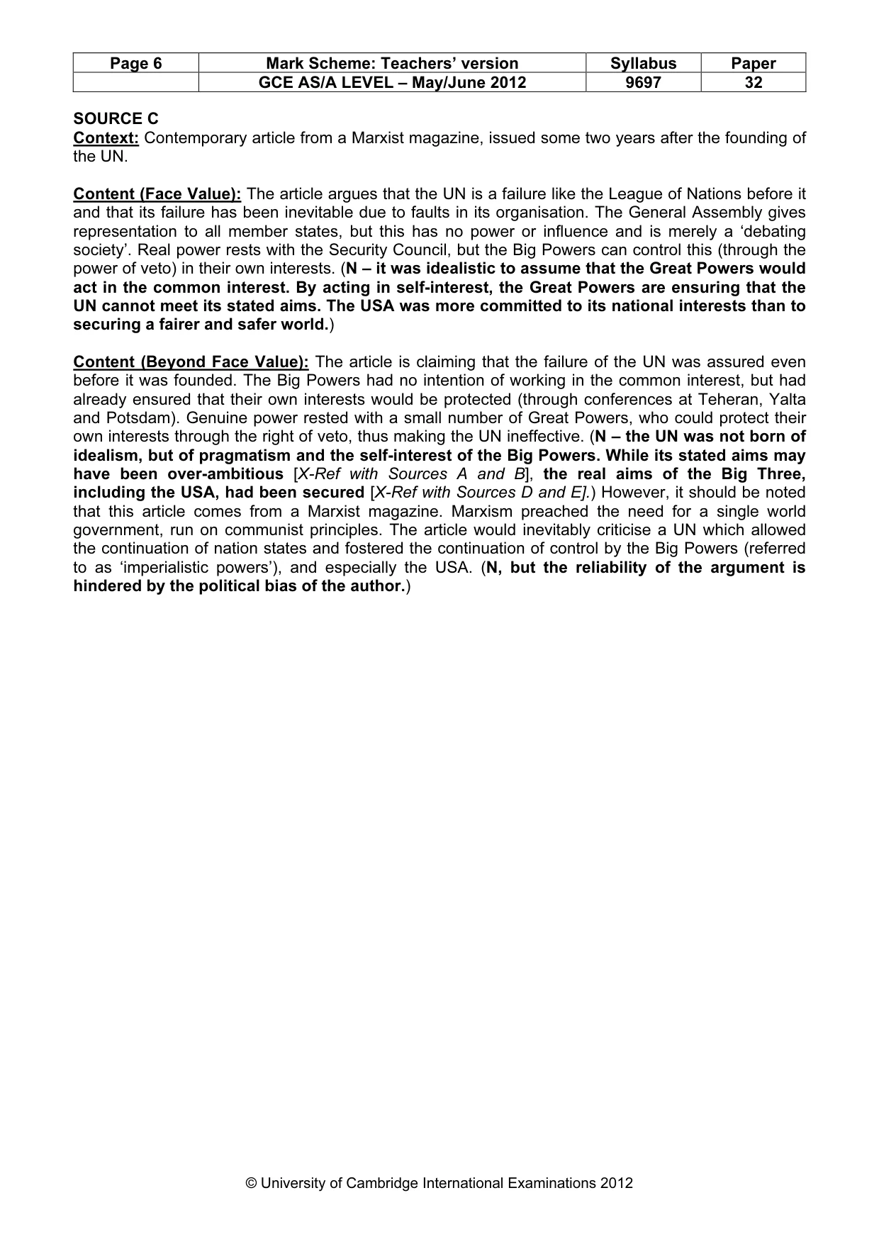 Mark scheme, page 6 of 11