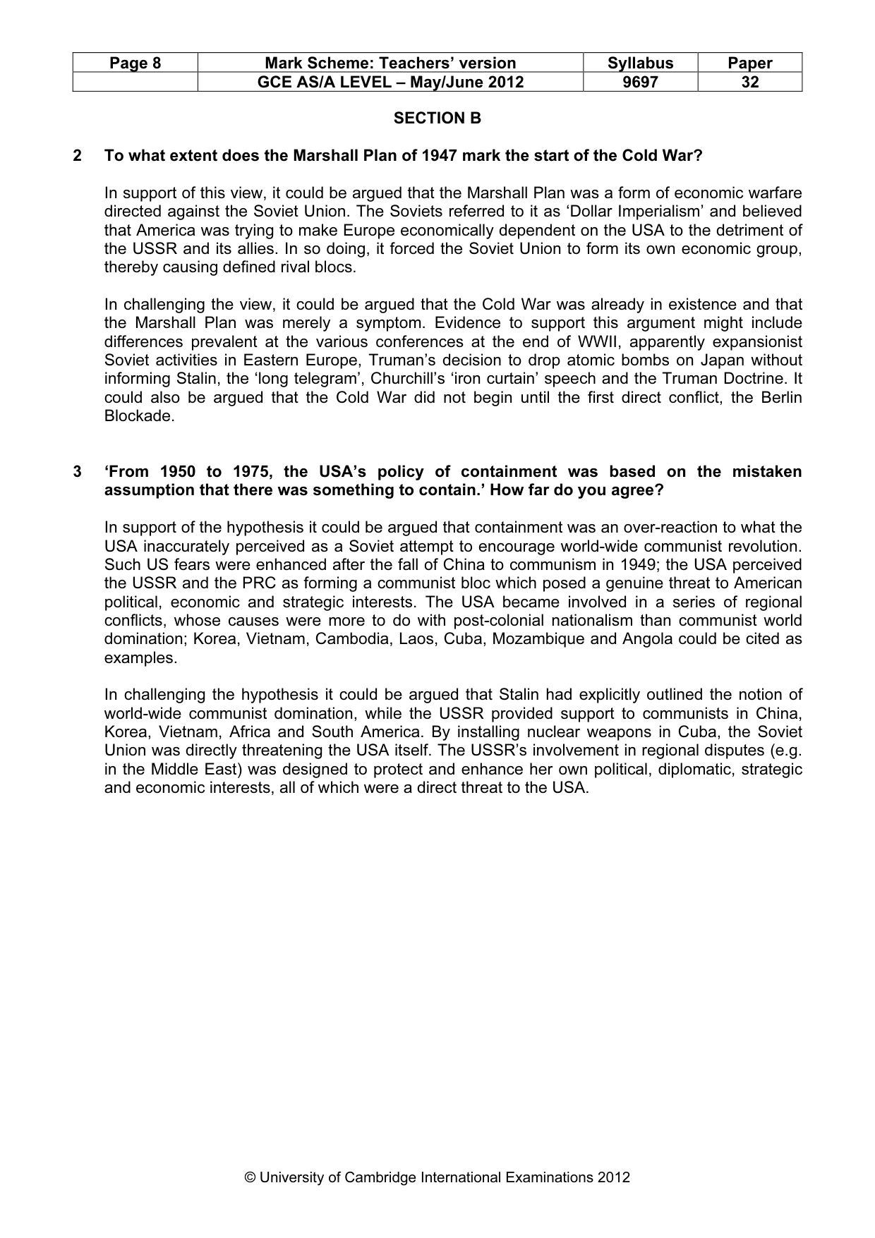 Mark scheme, page 8 of 11