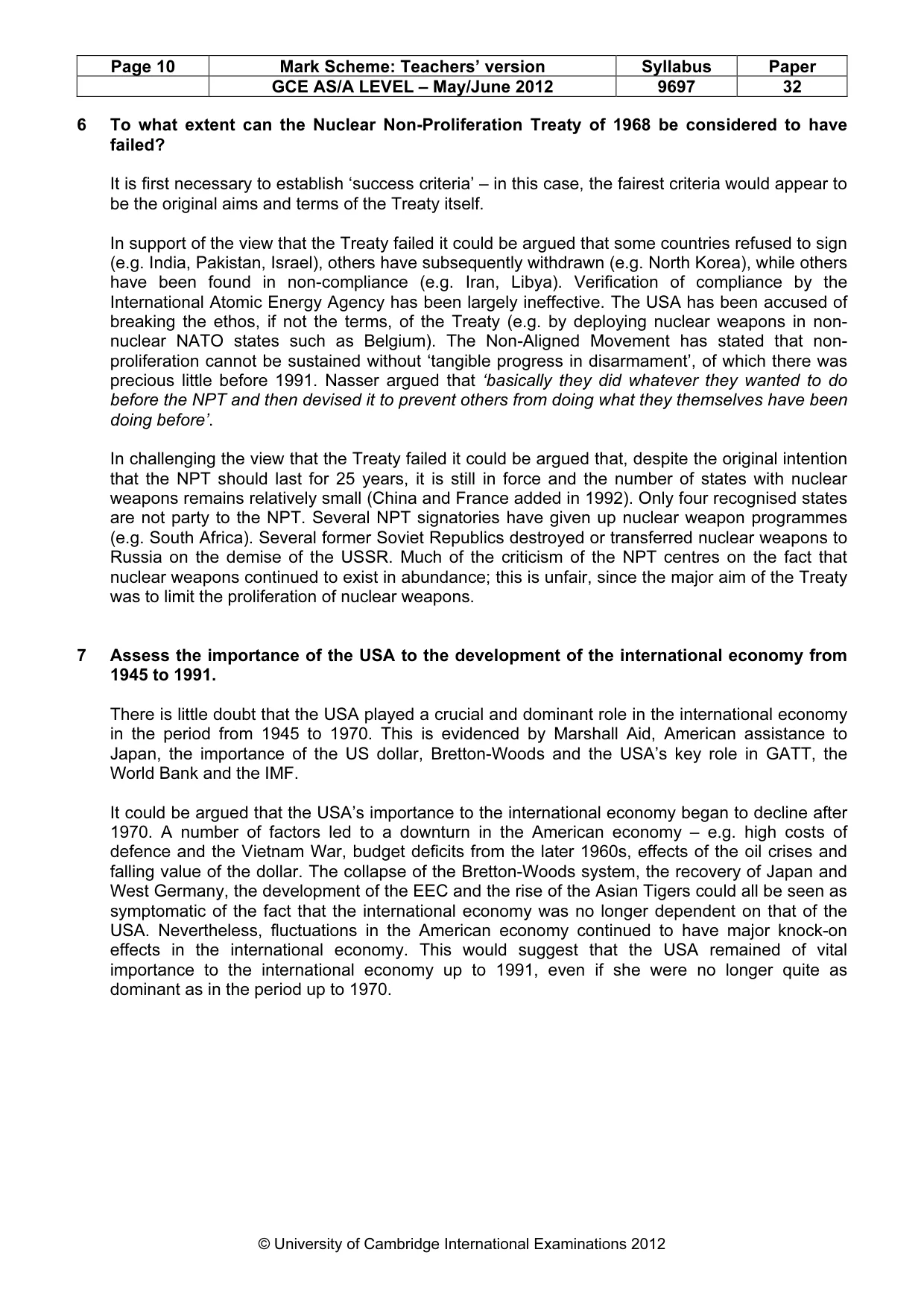 Mark scheme, page 10 of 11