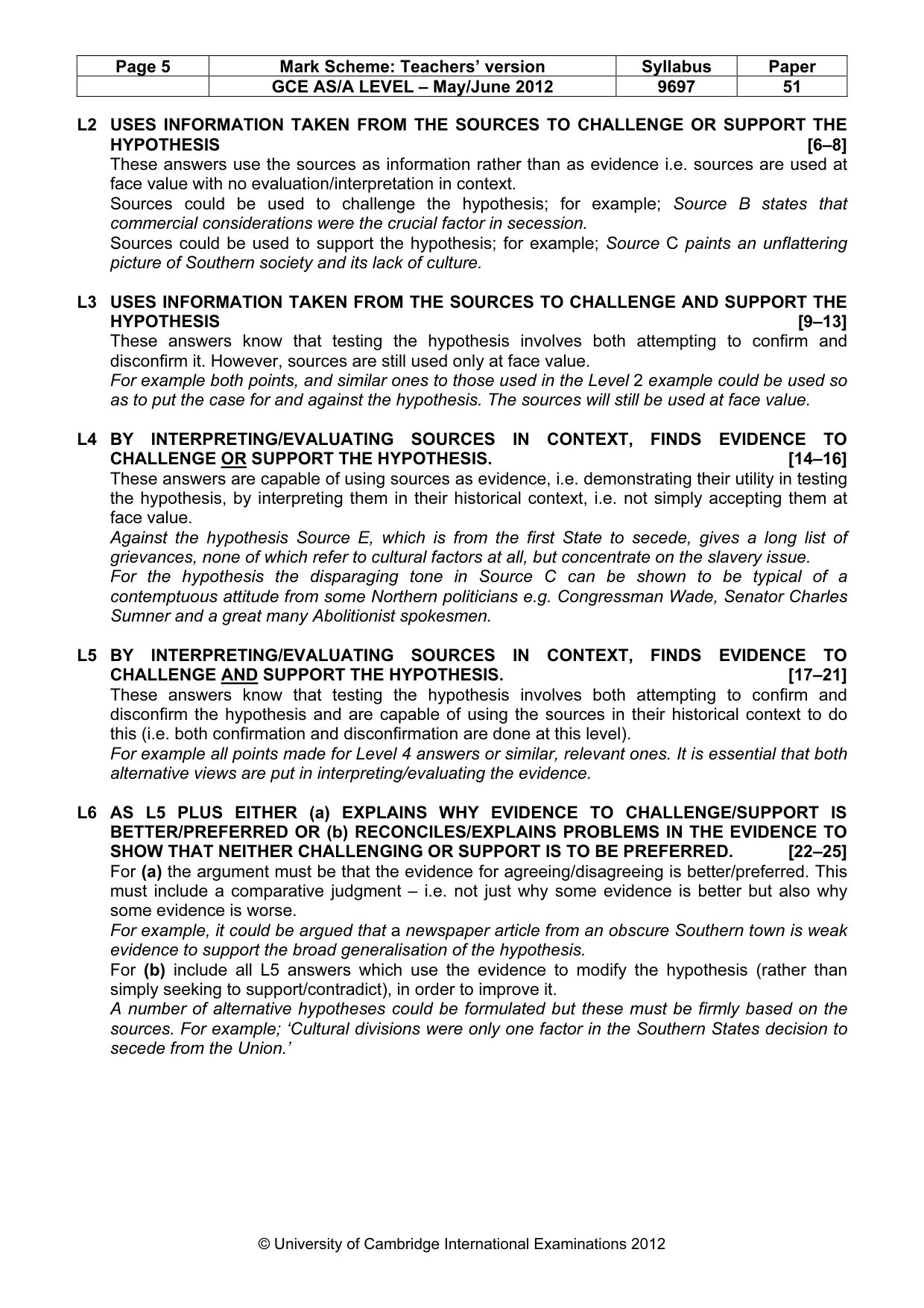 Mark scheme, page 5 of 11