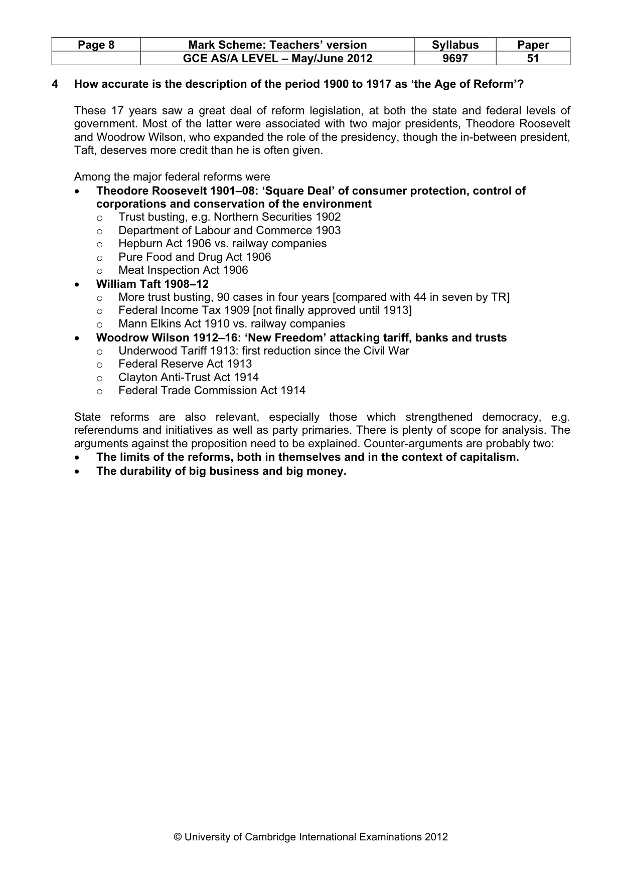 Mark scheme, page 8 of 11