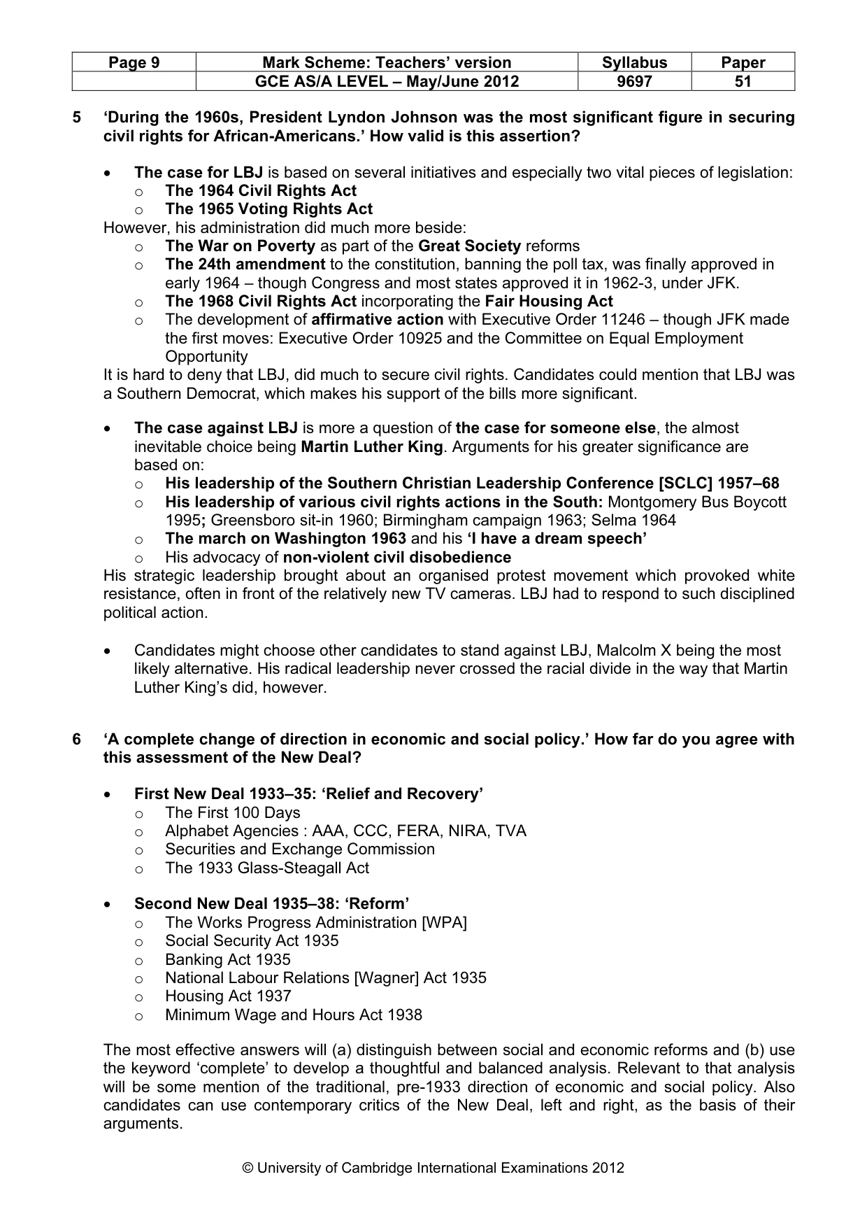 Mark scheme, page 9 of 11