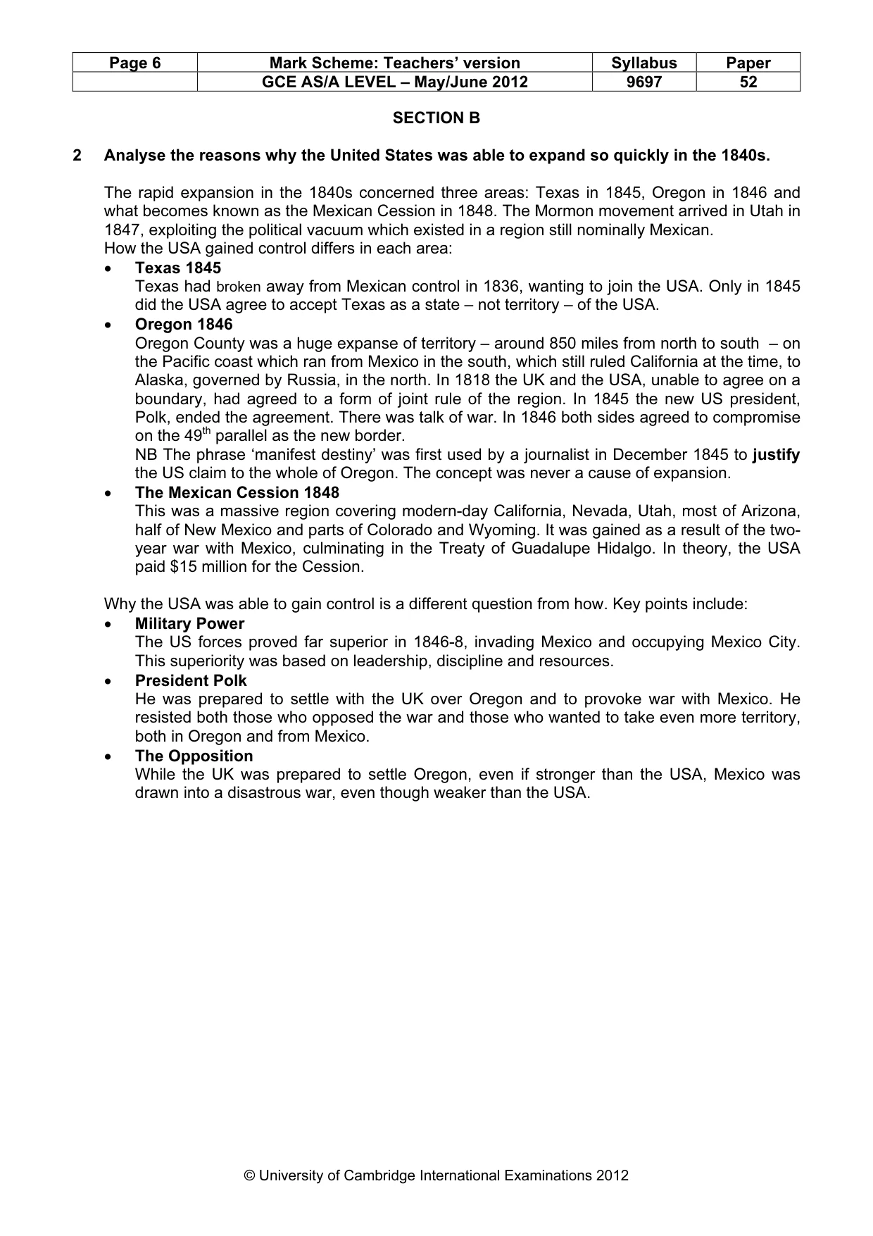Mark scheme, page 6 of 12