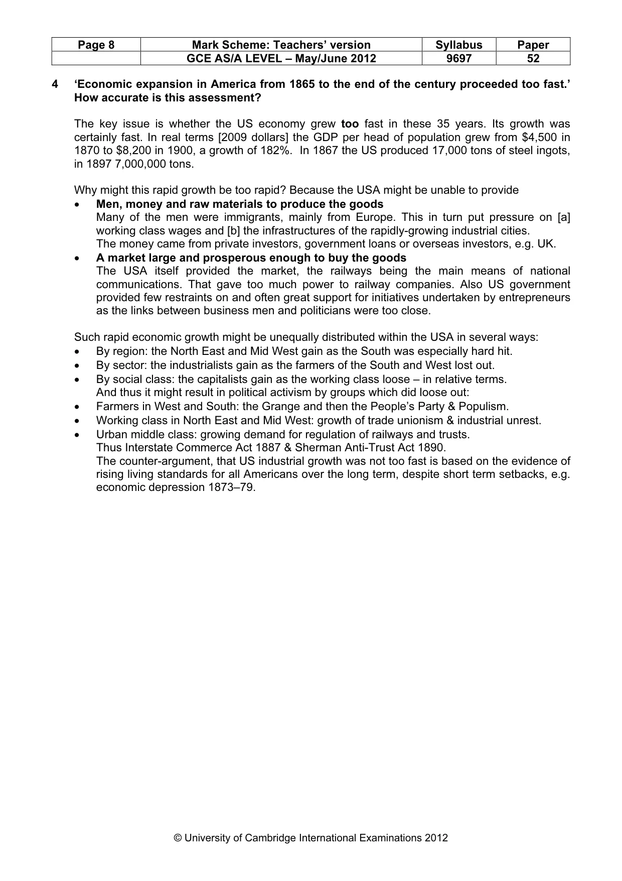 Mark scheme, page 8 of 12