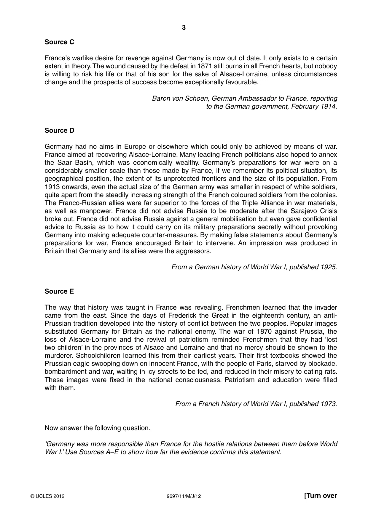 Cambridge A Level History (pre-2015) 9697 2012 May/June Paper 1 · Variant 1 question paper, page 3 of 4