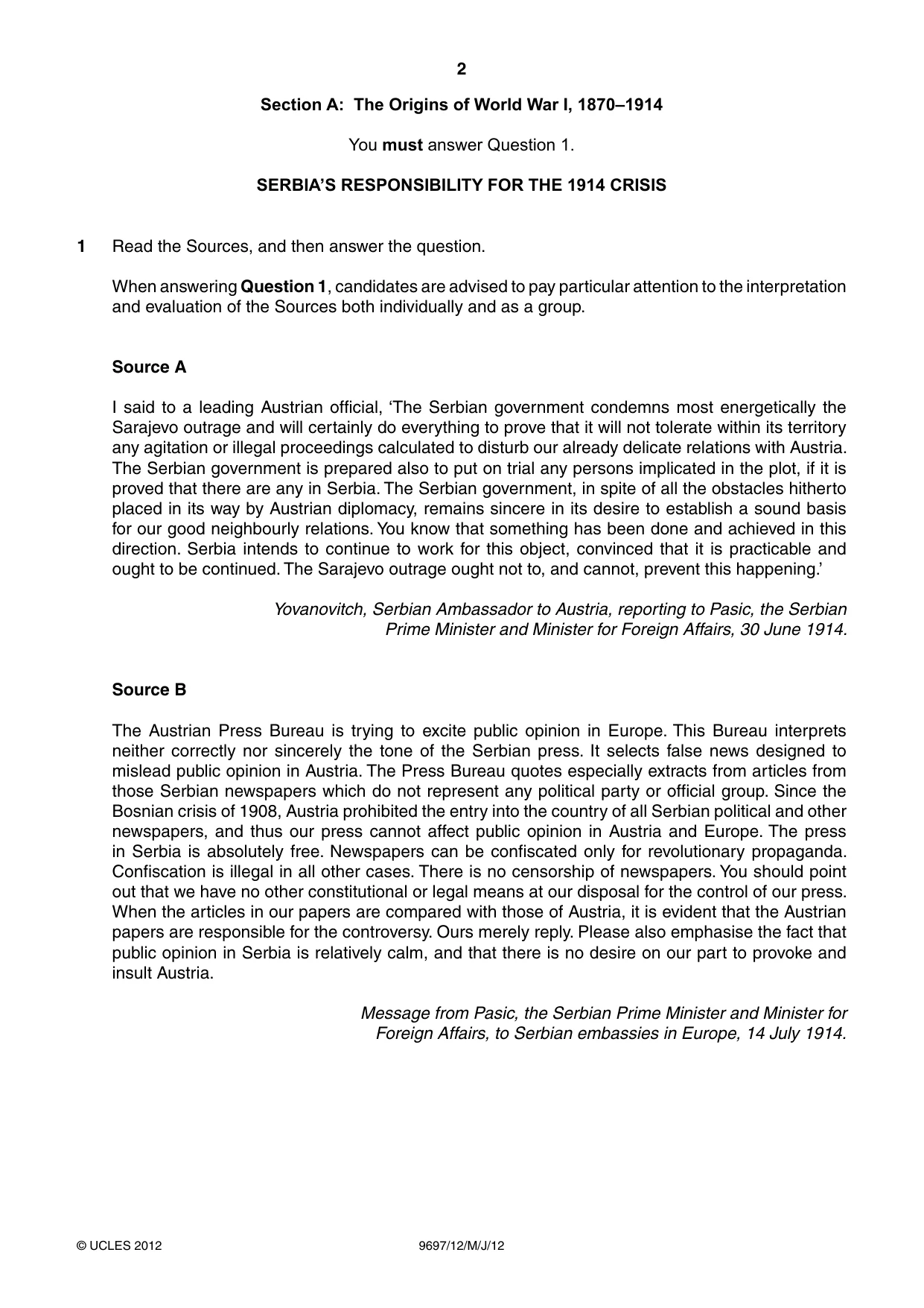 Cambridge A Level History (pre-2015) 9697 2012 May/June Paper 1 · Variant 2 question paper, page 2 of 4