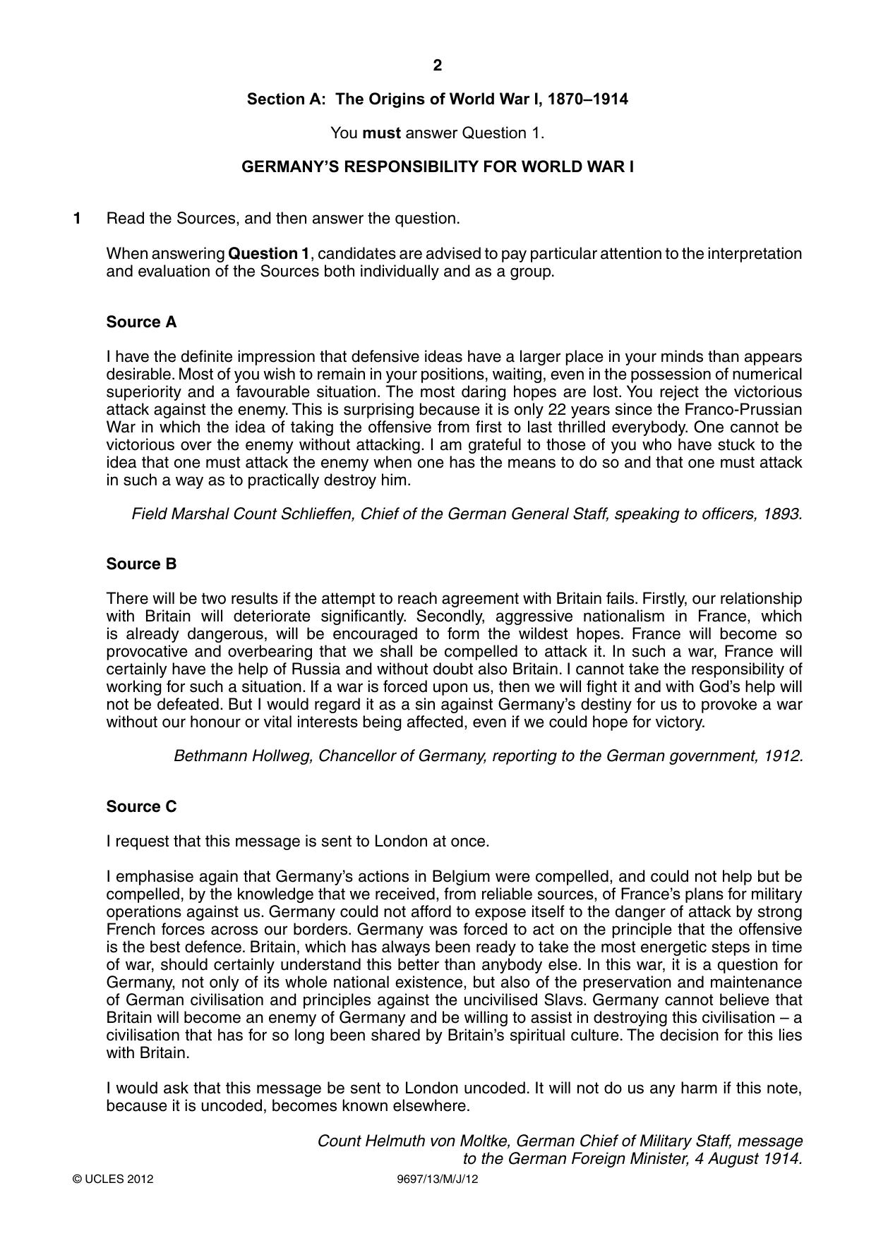 Cambridge A Level History (pre-2015) 9697 2012 May/June Paper 1 · Variant 3 question paper, page 2 of 4