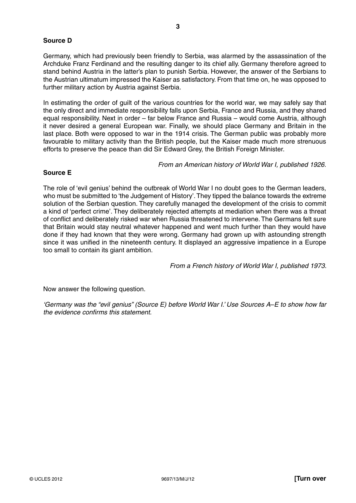 Cambridge A Level History (pre-2015) 9697 2012 May/June Paper 1 · Variant 3 question paper, page 3 of 4