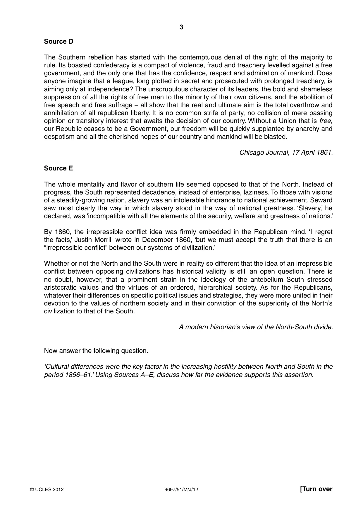 Cambridge A Level History (pre-2015) 9697 2012 May/June Paper 5 · Variant 1 question paper, page 3 of 4