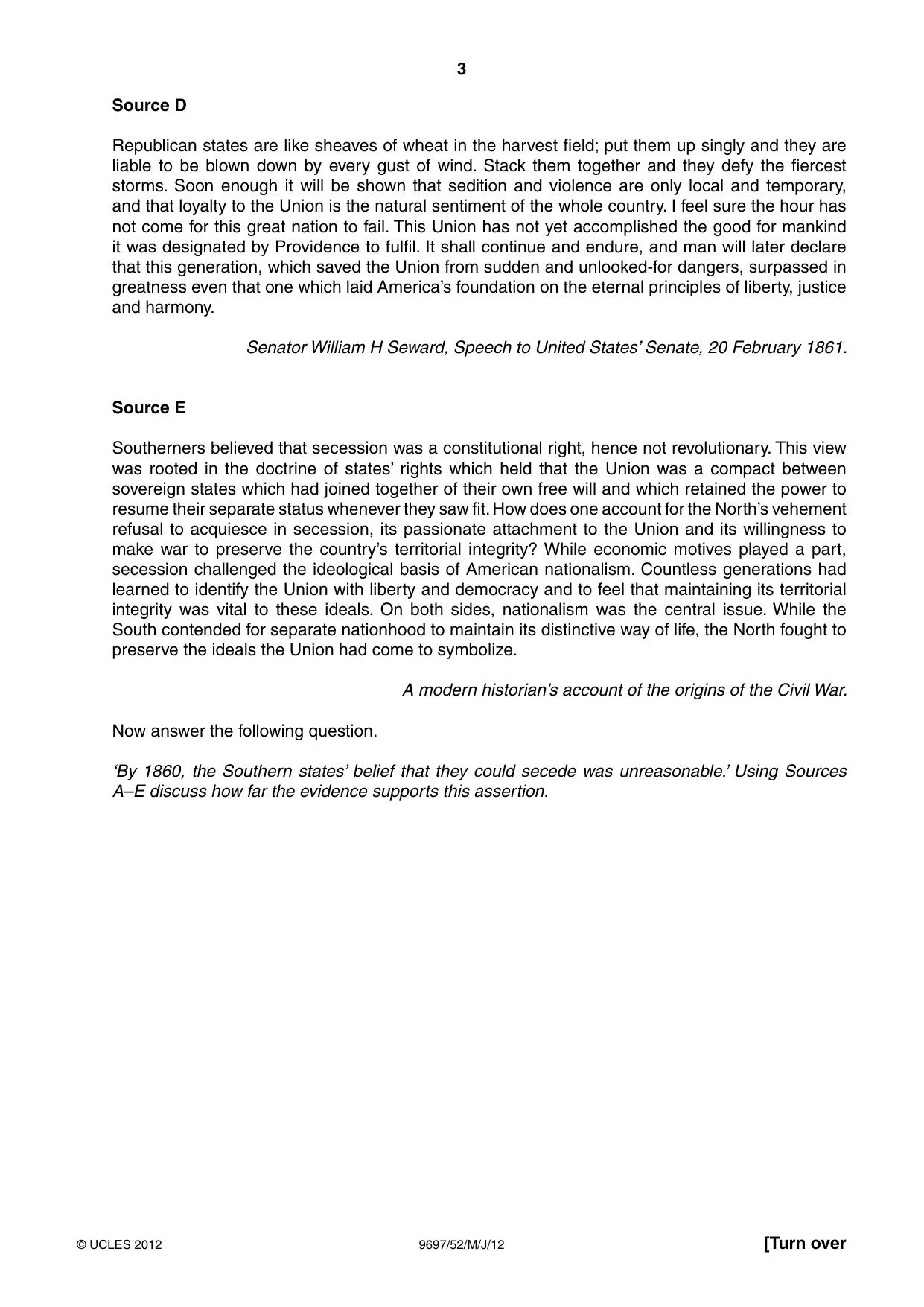 Cambridge A Level History (pre-2015) 9697 2012 May/June Paper 5 · Variant 2 question paper, page 3 of 4