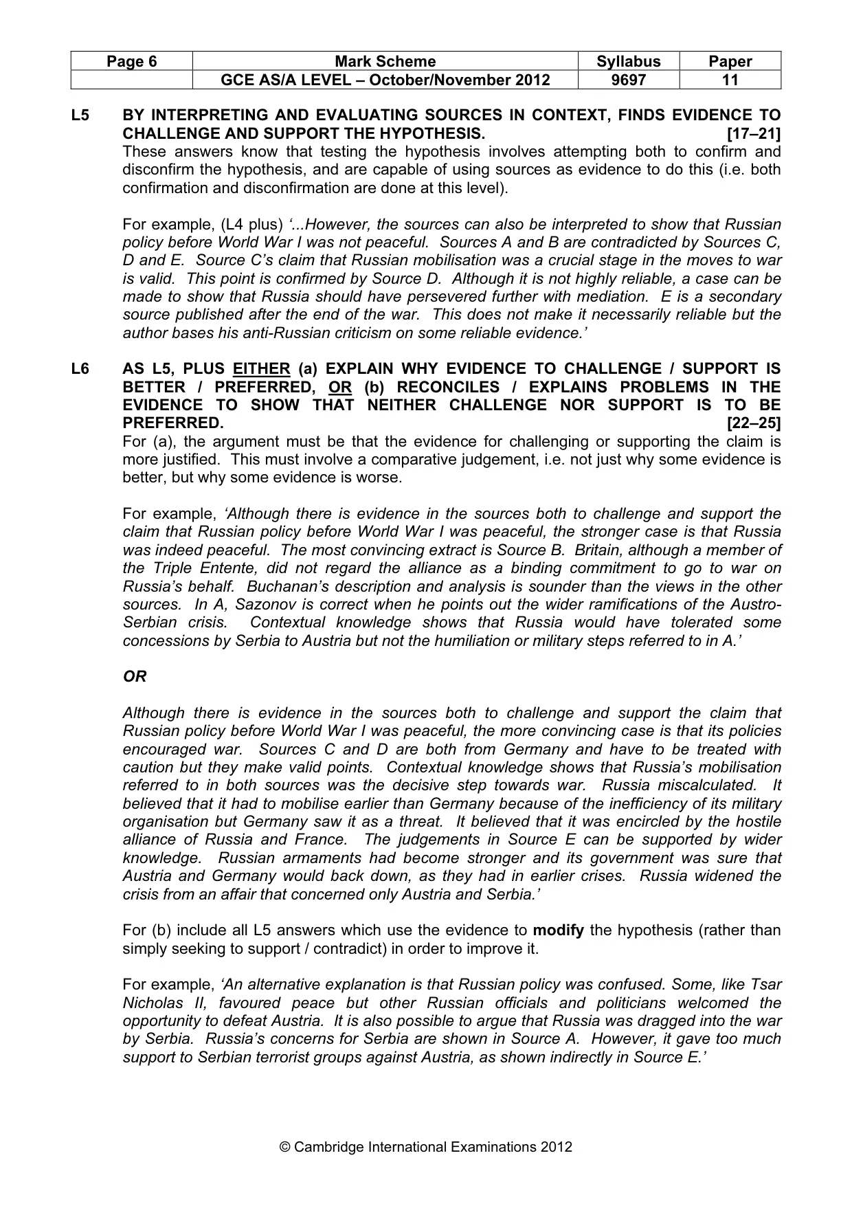 Mark scheme, page 6 of 10