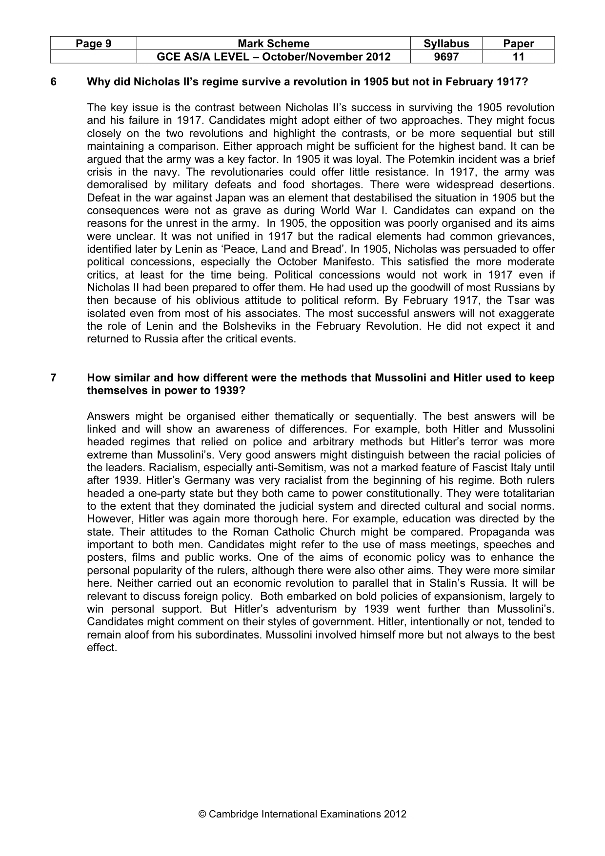 Mark scheme, page 9 of 10