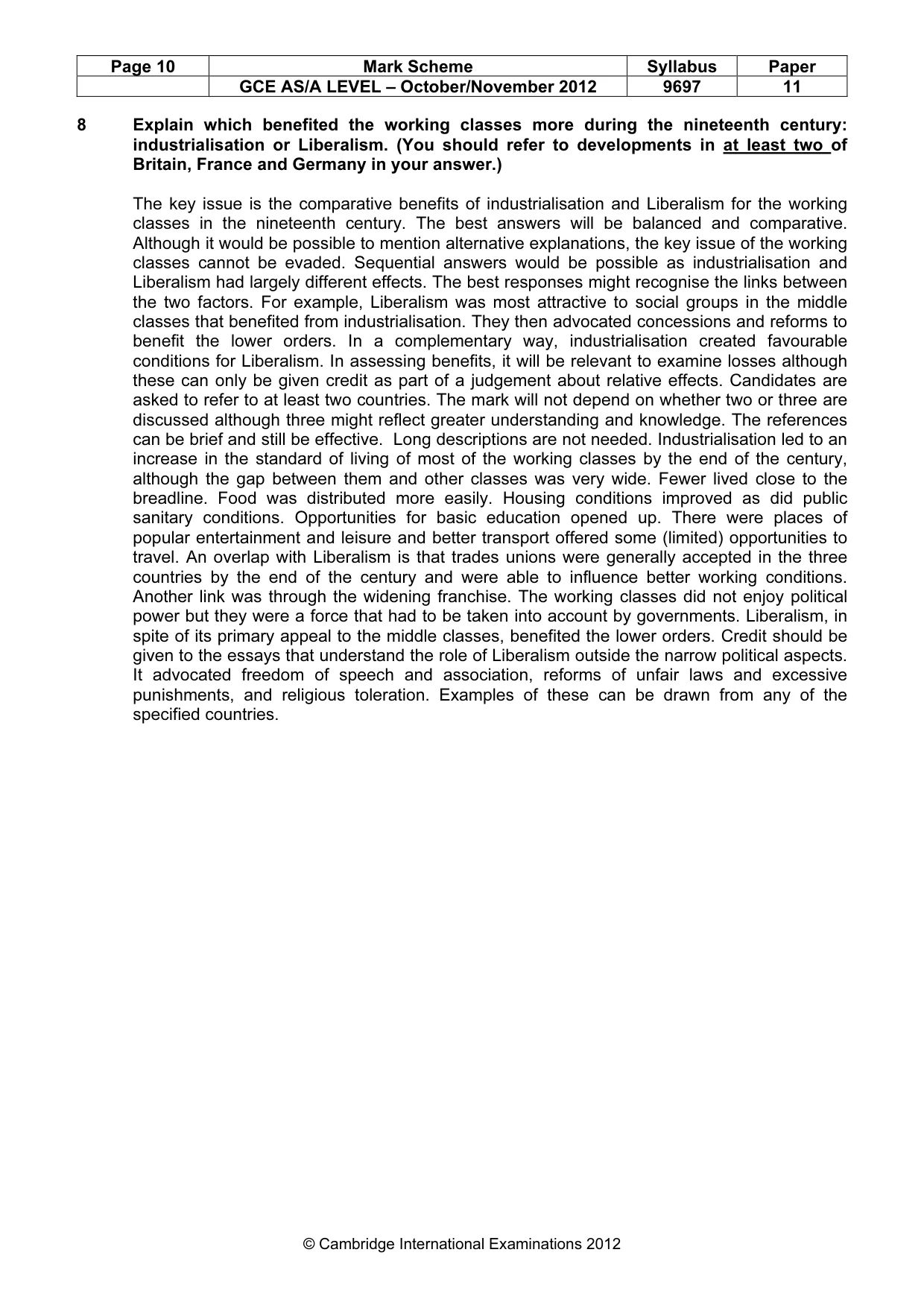 Mark scheme, page 10 of 10