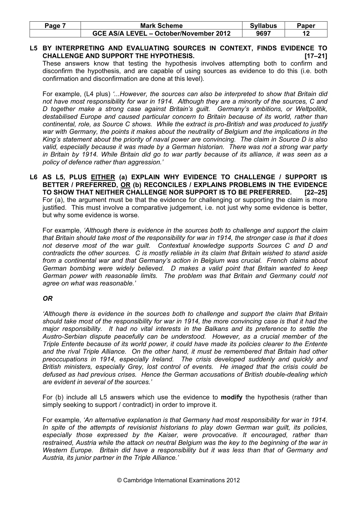 Mark scheme, page 7 of 11