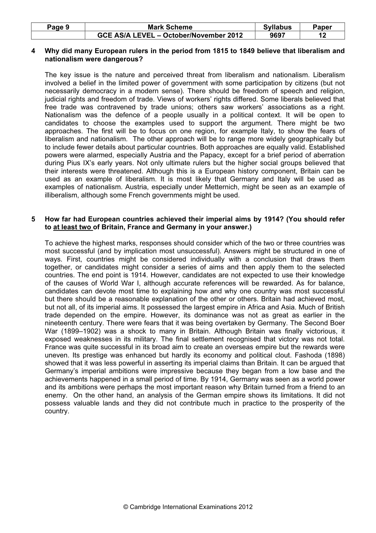 Mark scheme, page 9 of 11
