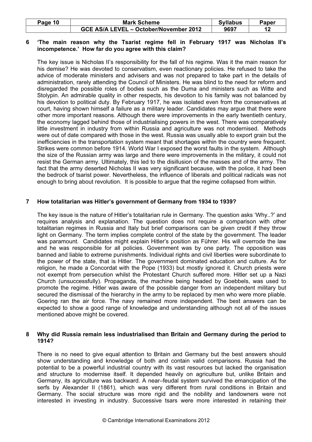Mark scheme, page 10 of 11