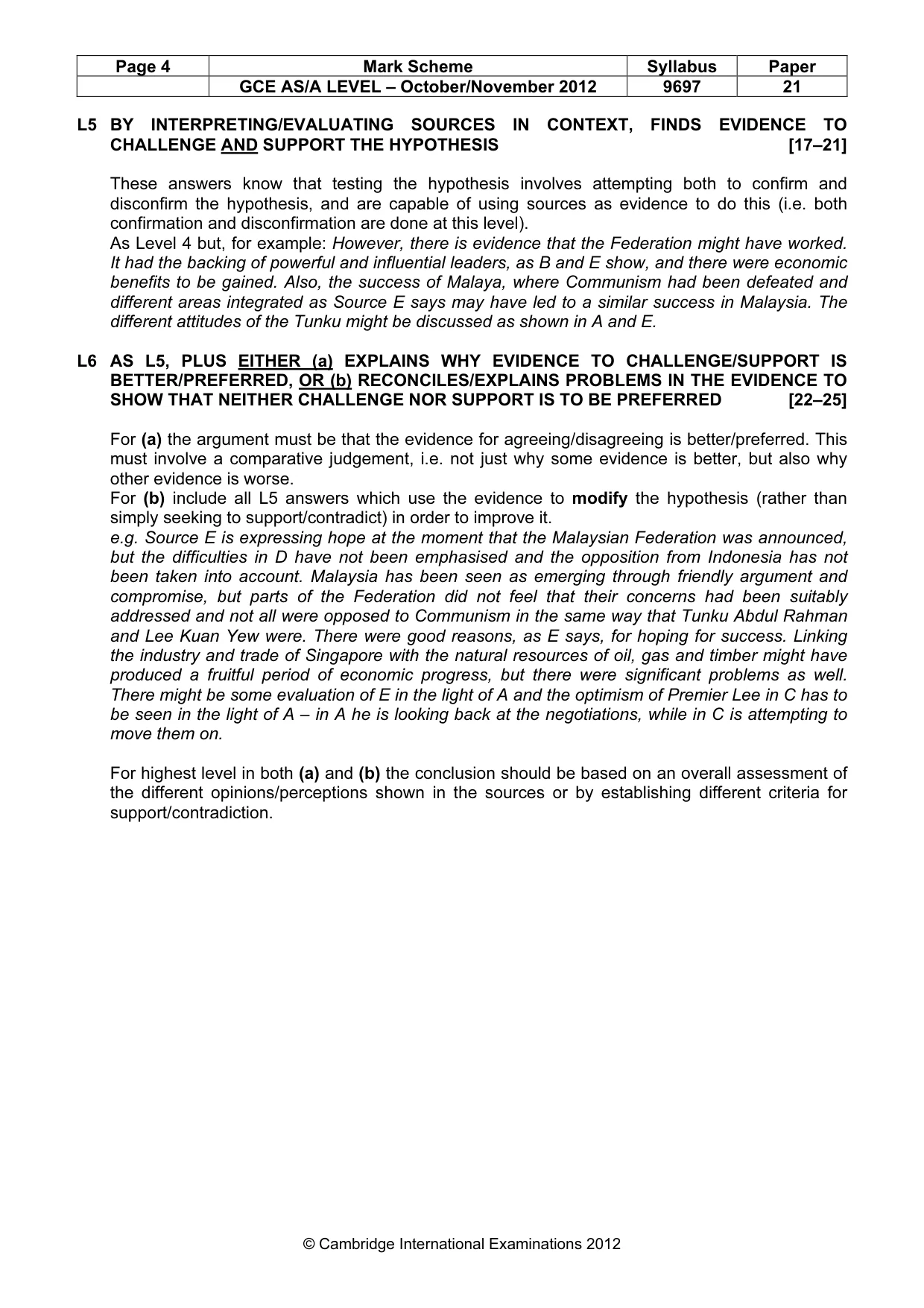 Mark scheme, page 4 of 8